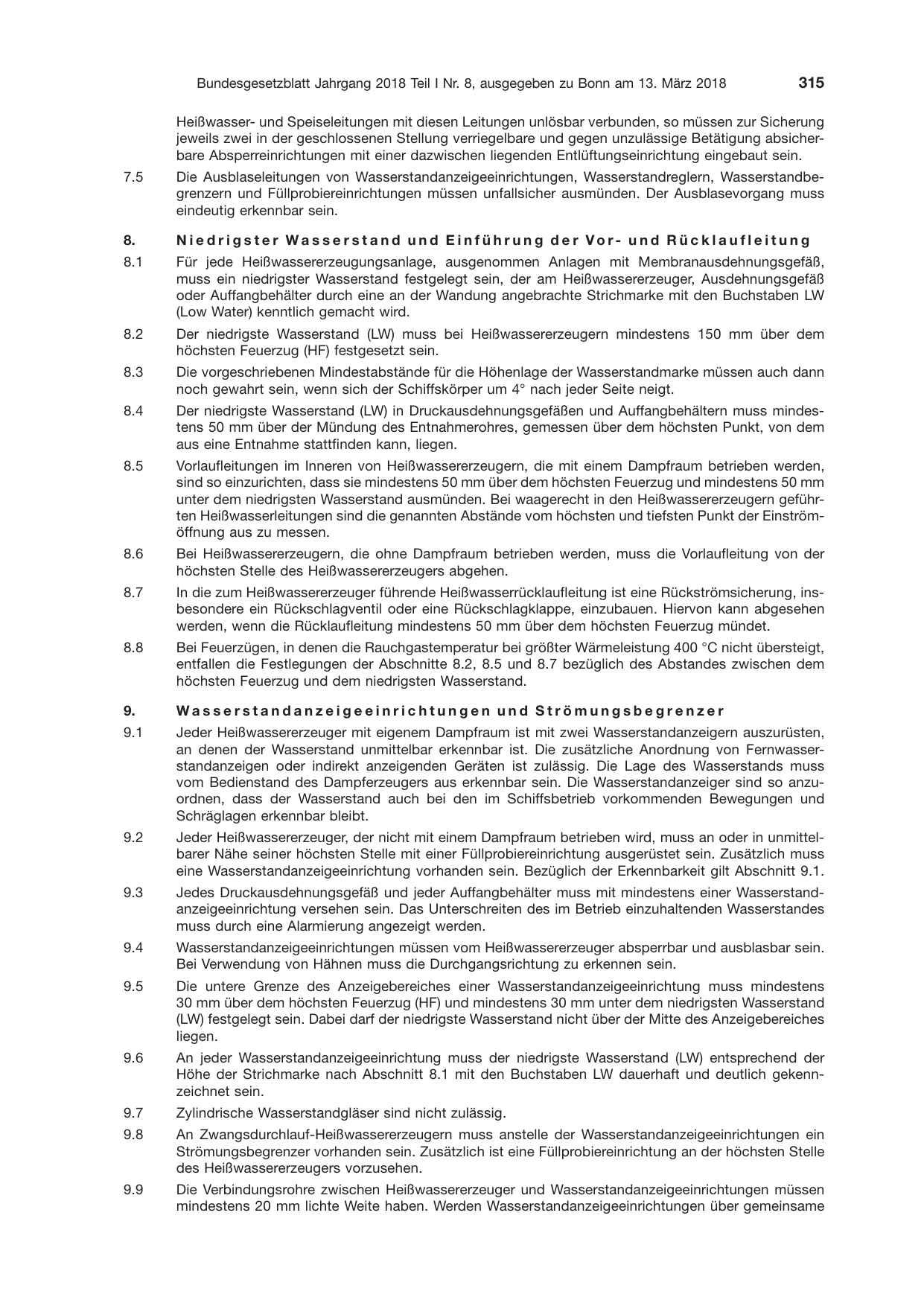 BGBl. 2018, Seite 315 — Originalseite als Abbildung