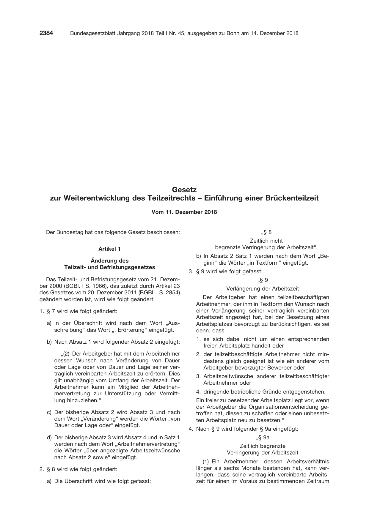 BGBl. 2018, Seite 2384 — Originalseite als Abbildung