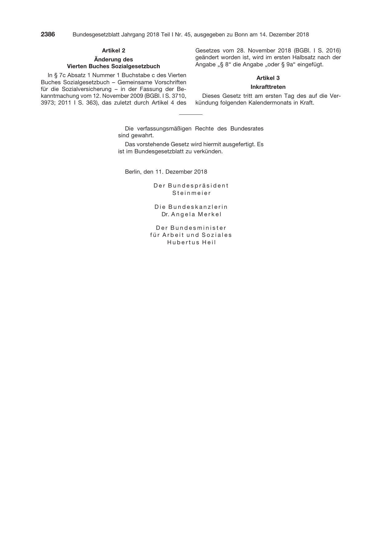 BGBl. 2018, Seite 2386 — Originalseite als Abbildung