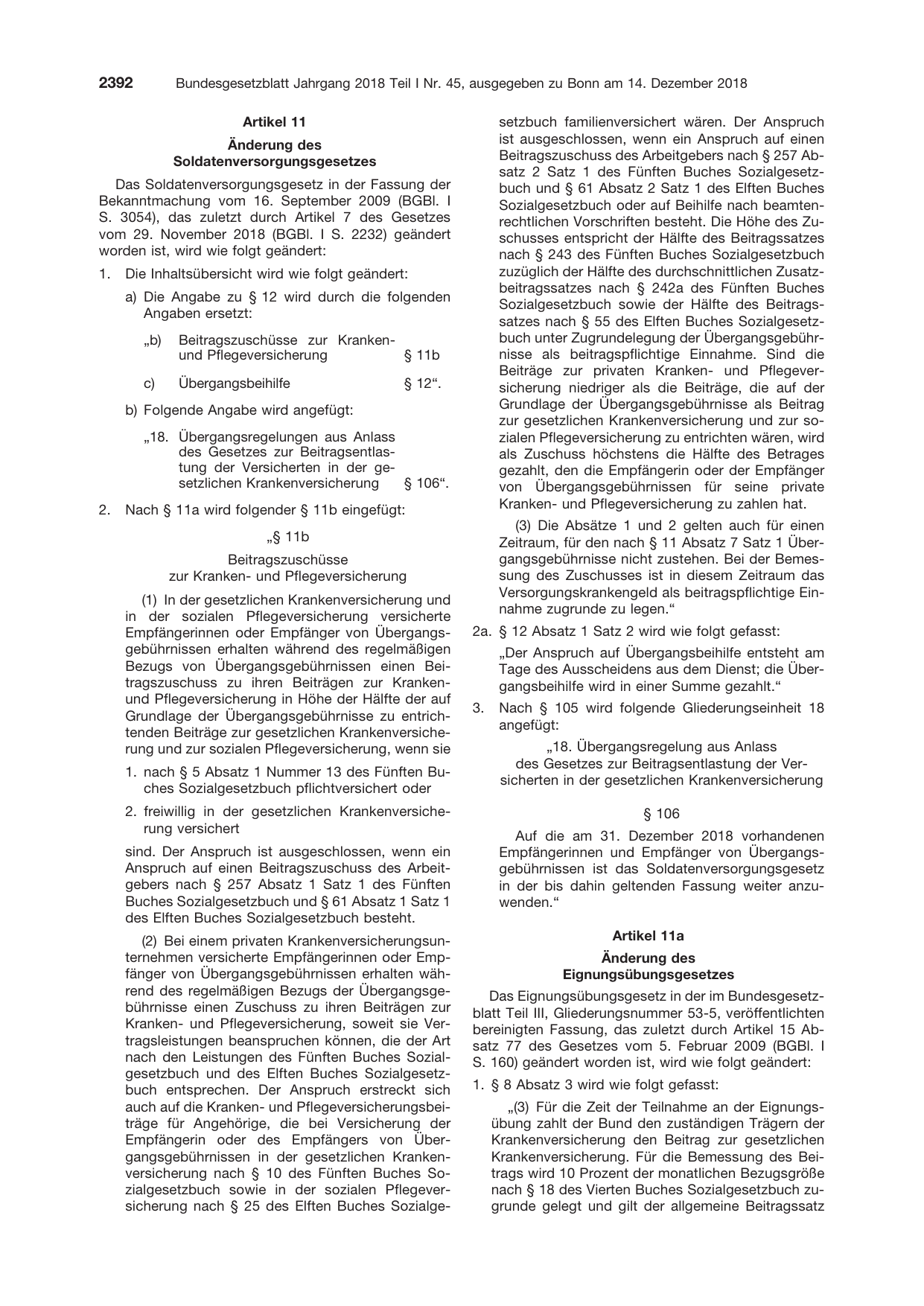 BGBl. 2018, Seite 2392 — Originalseite als Abbildung