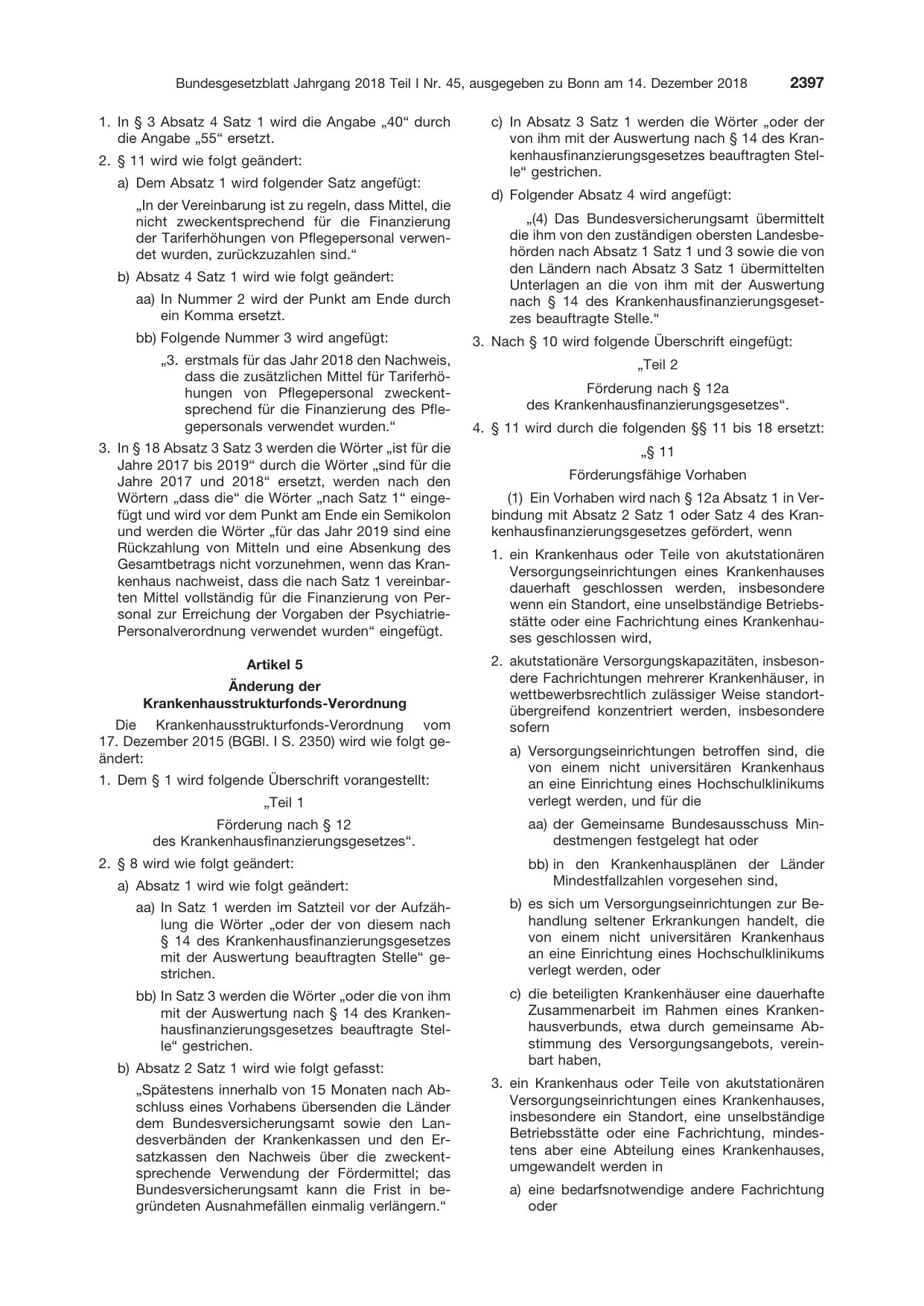BGBl. 2018, Seite 2397 — Originalseite als Abbildung