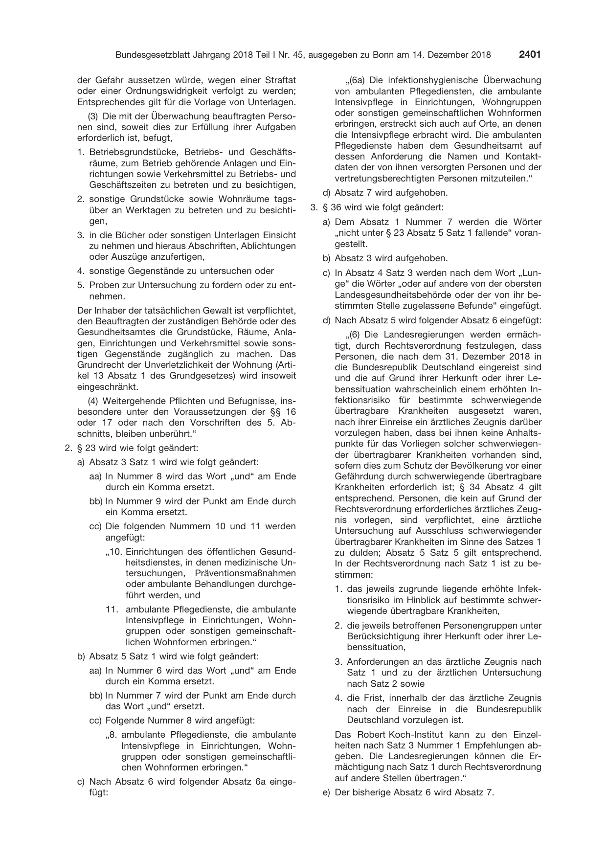 BGBl. 2018, Seite 2401 — Originalseite als Abbildung