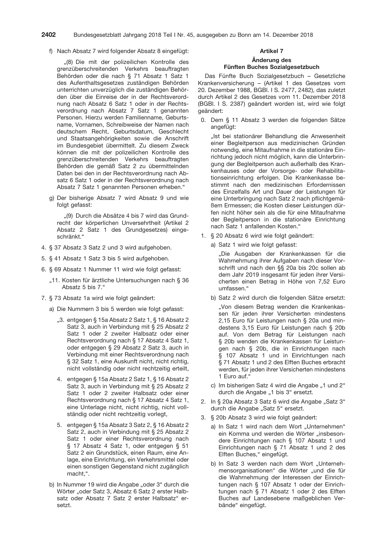 BGBl. 2018, Seite 2402 — Originalseite als Abbildung