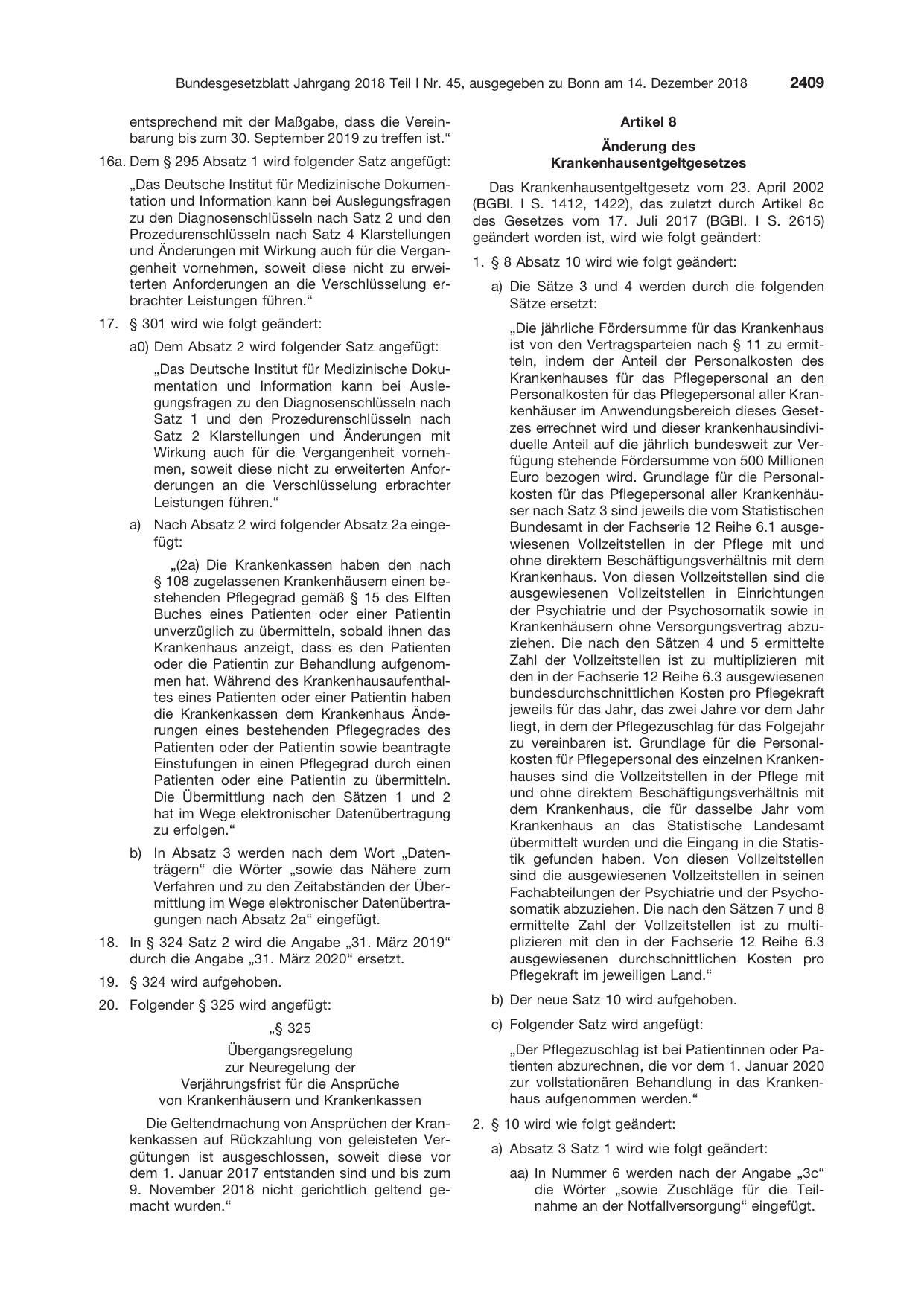BGBl. 2018, Seite 2409 — Originalseite als Abbildung