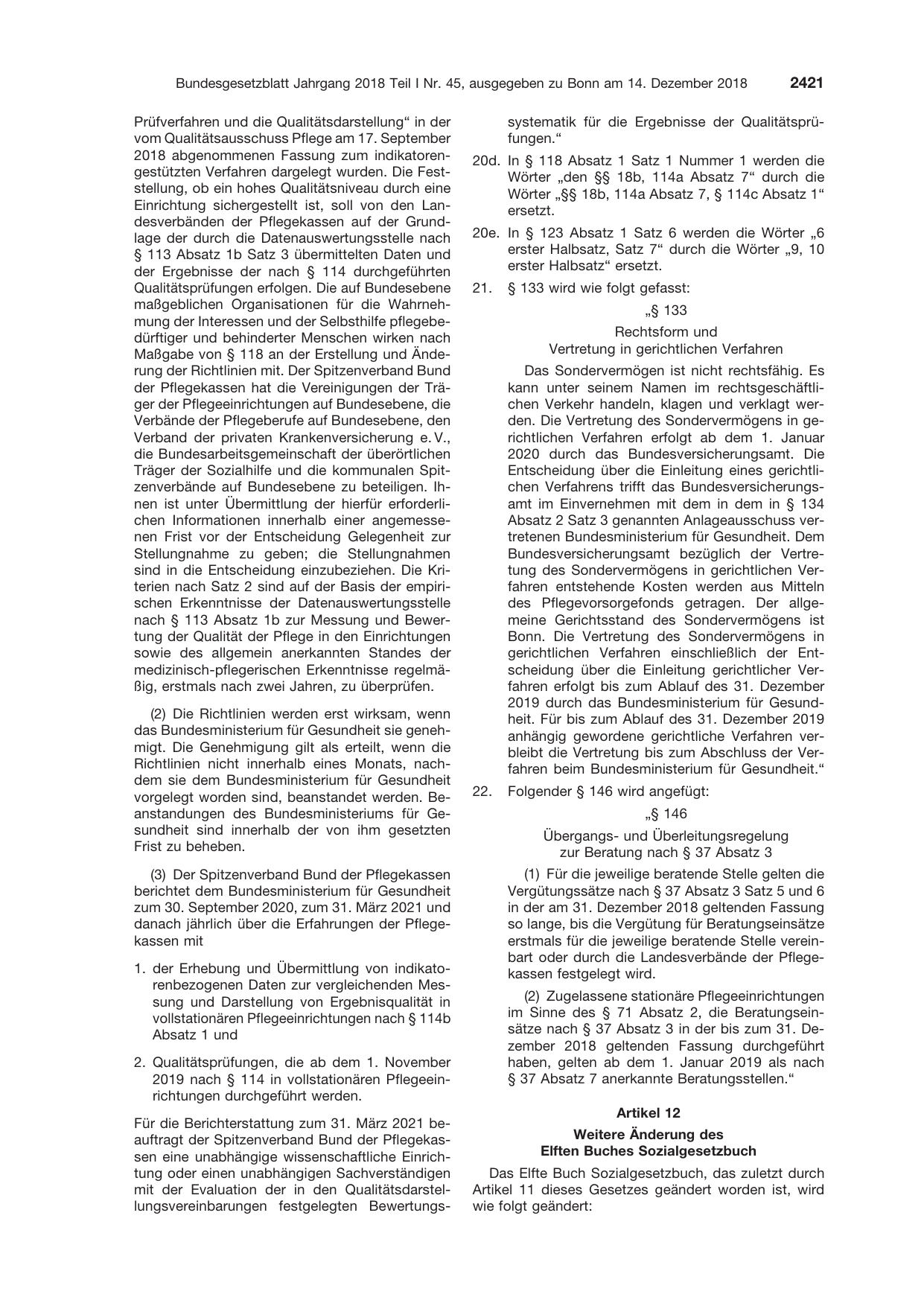BGBl. 2018, Seite 2421 — Originalseite als Abbildung