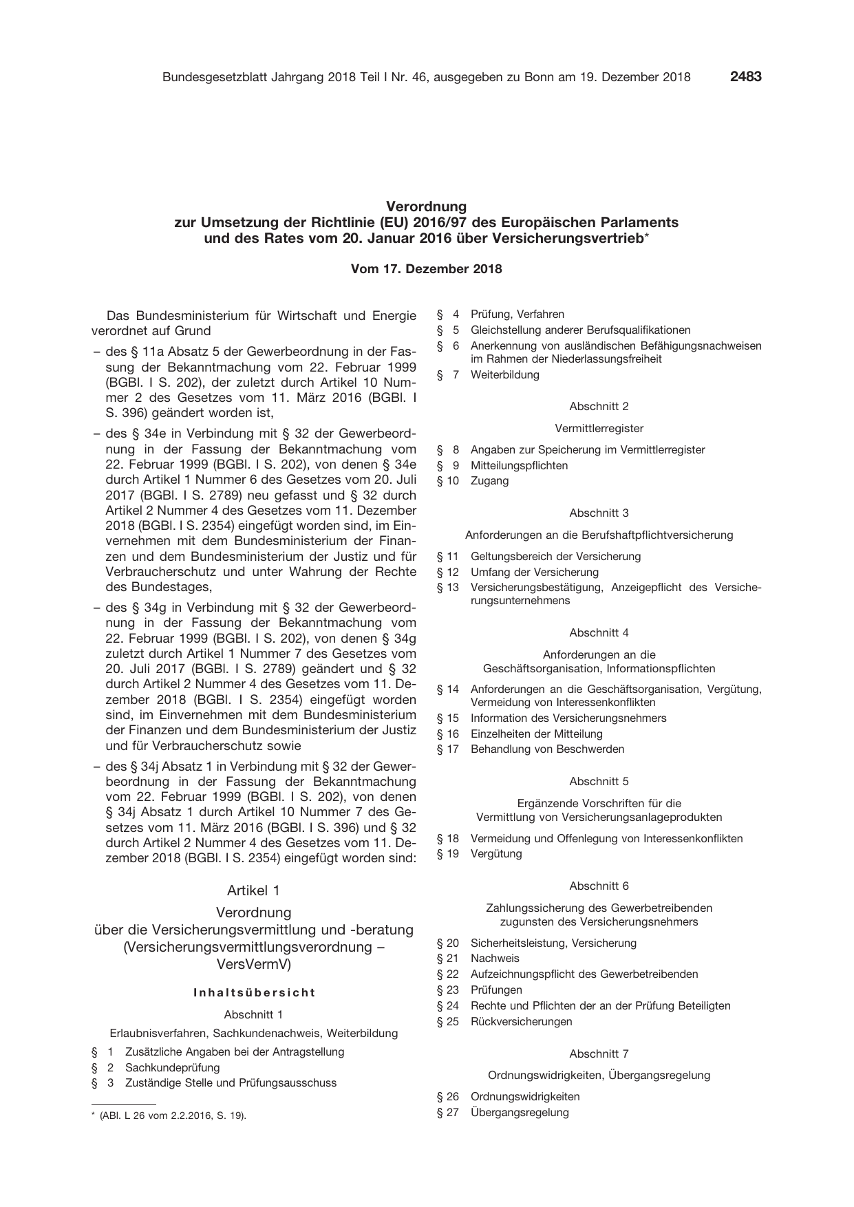 BGBl. 2018, Seite 2483 — Originalseite als Abbildung