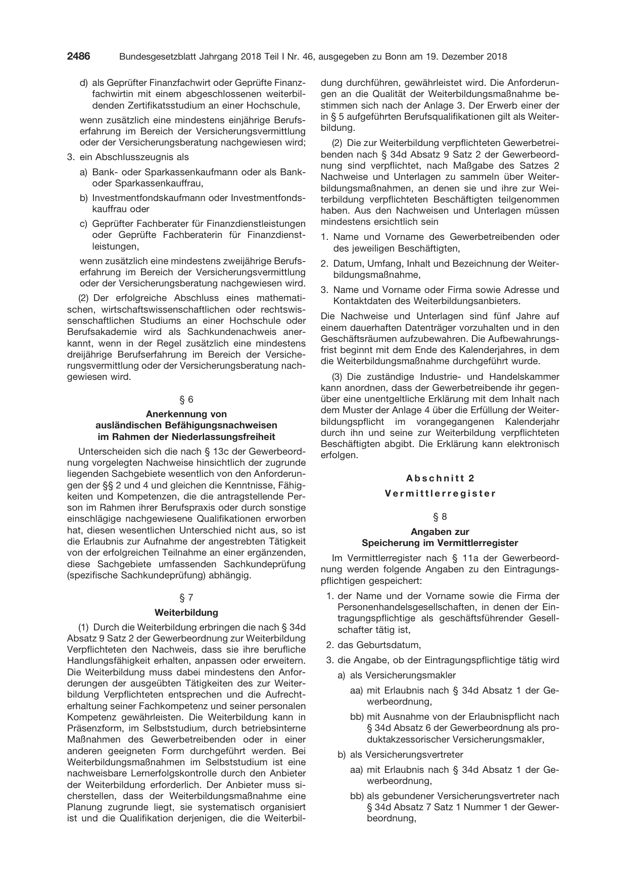 BGBl. 2018, Seite 2486 — Originalseite als Abbildung