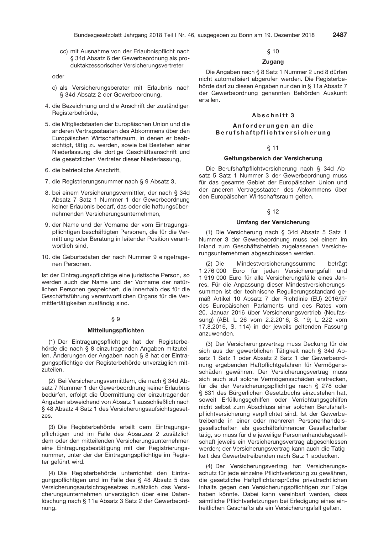 BGBl. 2018, Seite 2487 — Originalseite als Abbildung