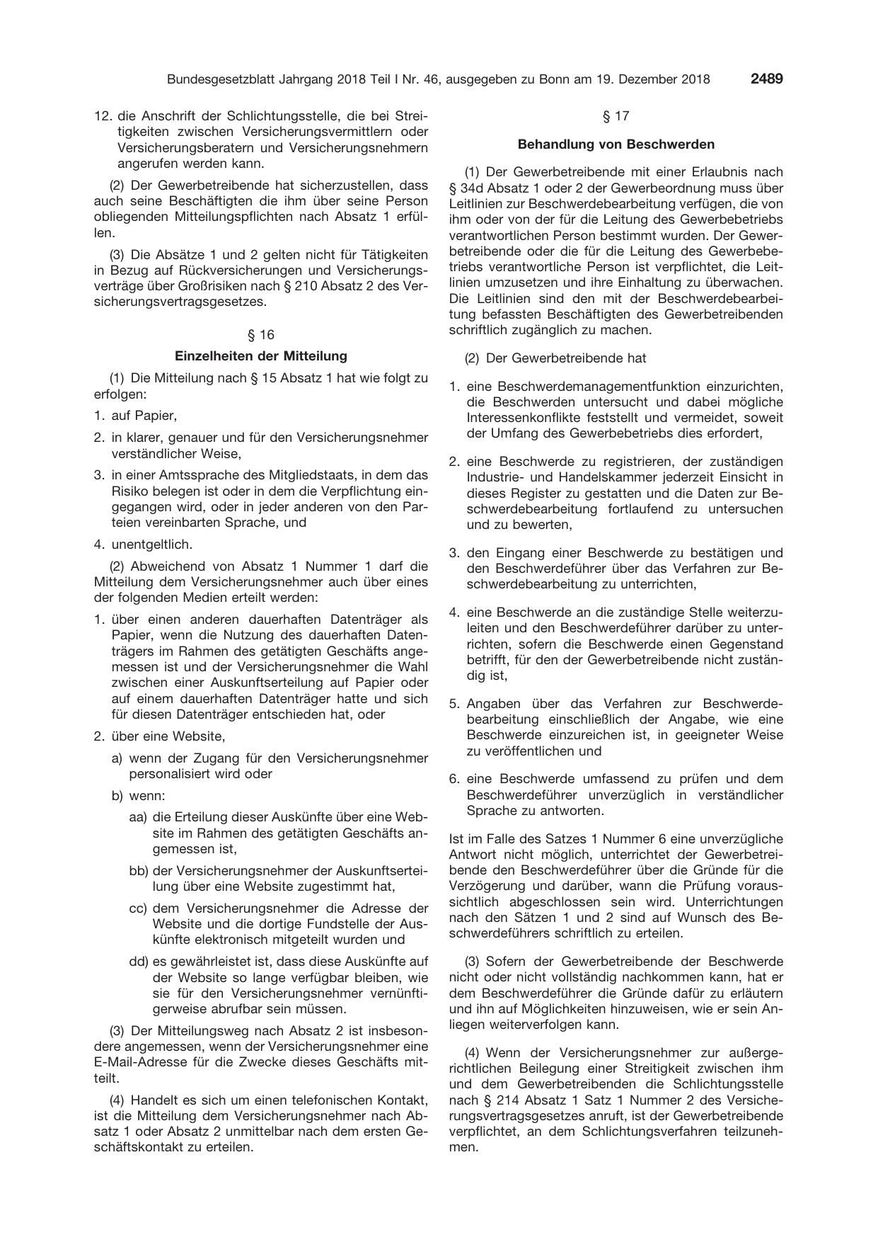 BGBl. 2018, Seite 2489 — Originalseite als Abbildung