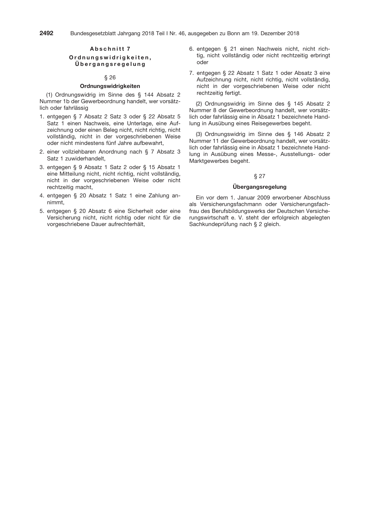 BGBl. 2018, Seite 2492 — Originalseite als Abbildung