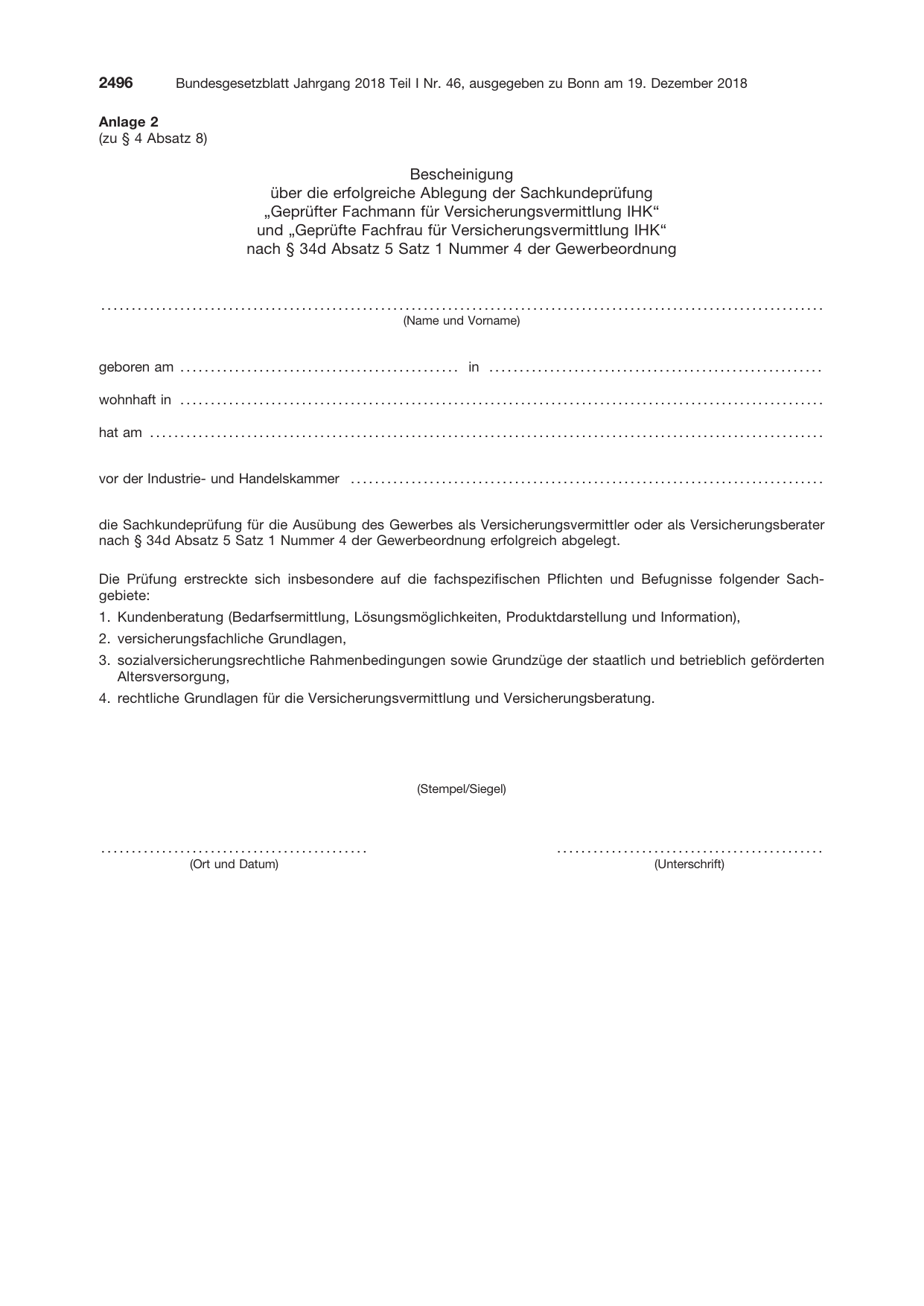 BGBl. 2018, Seite 2496 — Originalseite als Abbildung