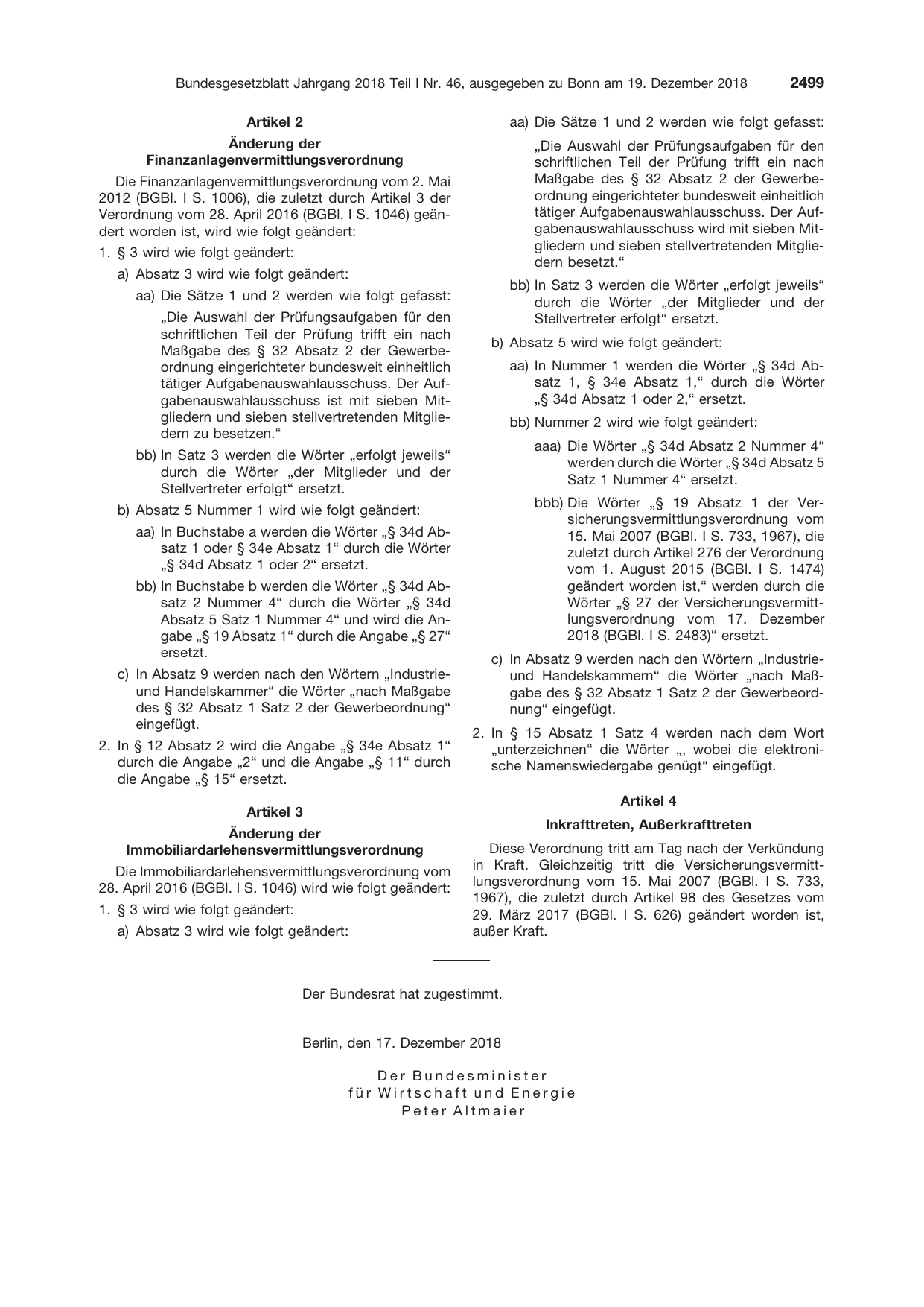 BGBl. 2018, Seite 2499 — Originalseite als Abbildung