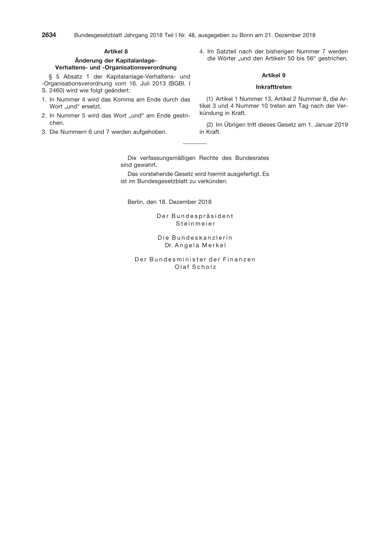 BGBl. 2018, Seite 2634 — Originalseite als Abbildung