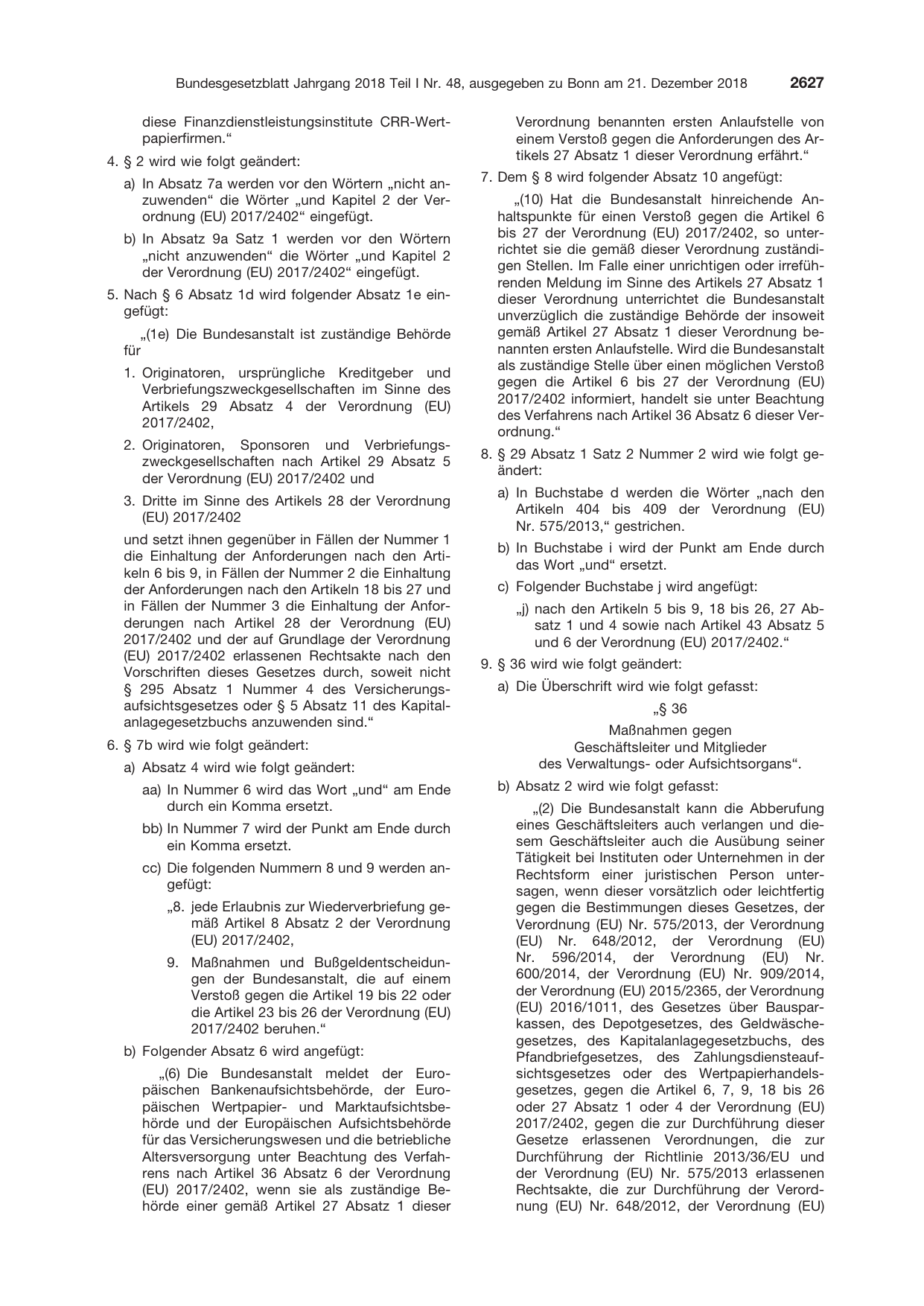 BGBl. 2018, Seite 2627 — Originalseite als Abbildung