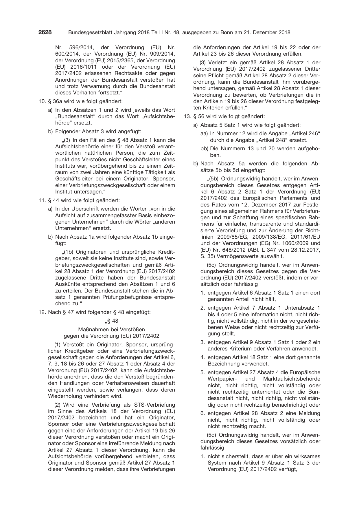 BGBl. 2018, Seite 2628 — Originalseite als Abbildung