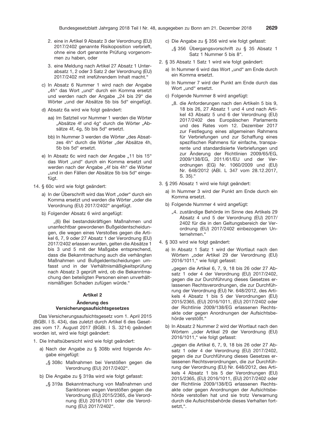 BGBl. 2018, Seite 2629 — Originalseite als Abbildung