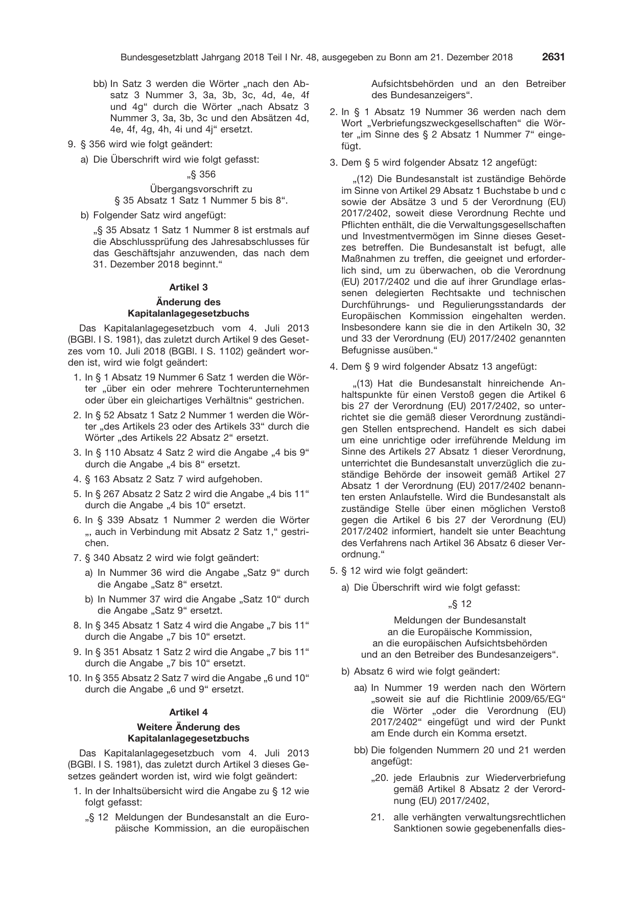 BGBl. 2018, Seite 2631 — Originalseite als Abbildung