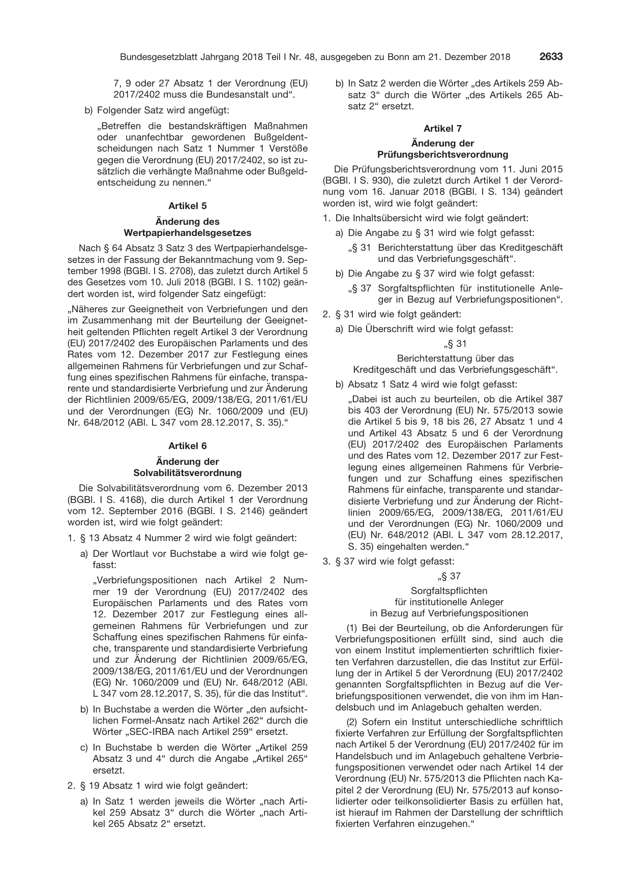 BGBl. 2018, Seite 2633 — Originalseite als Abbildung