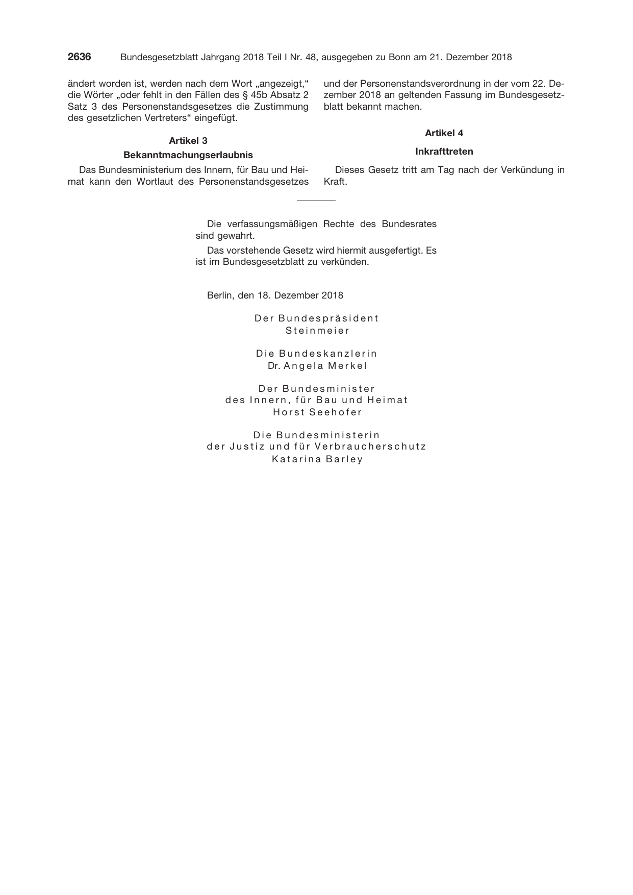 BGBl. 2018, Seite 2636 — Originalseite als Abbildung
