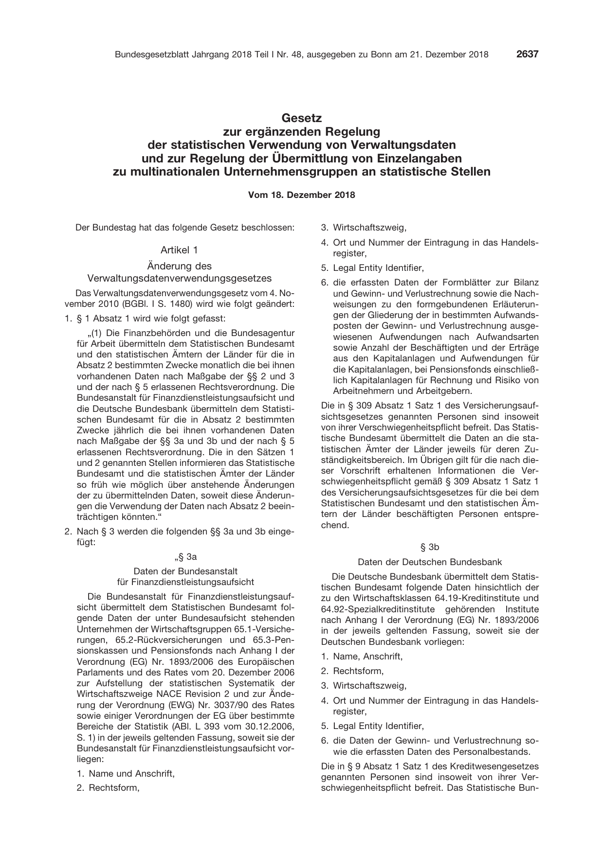 BGBl. 2018, Seite 2637 — Originalseite als Abbildung