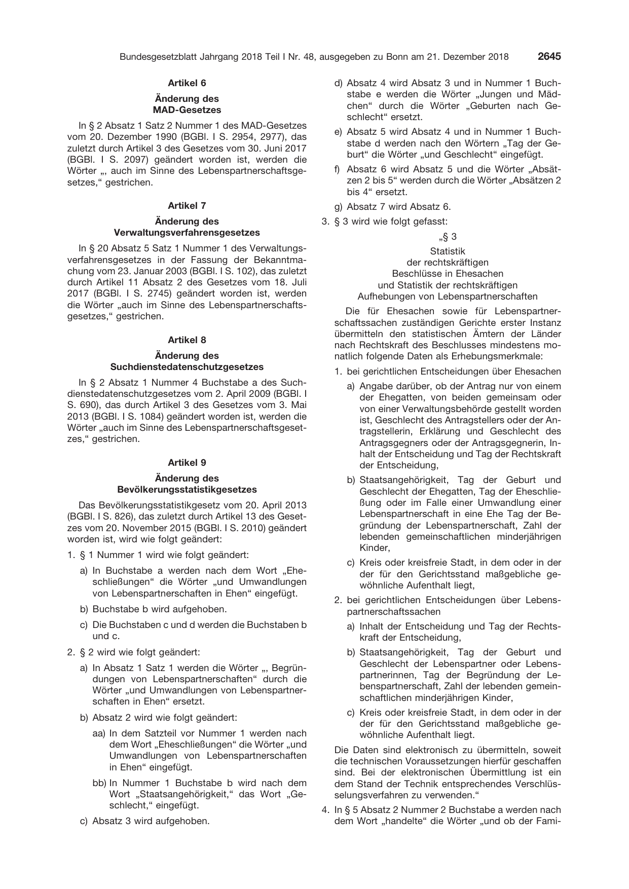 BGBl. 2018, Seite 2645 — Originalseite als Abbildung