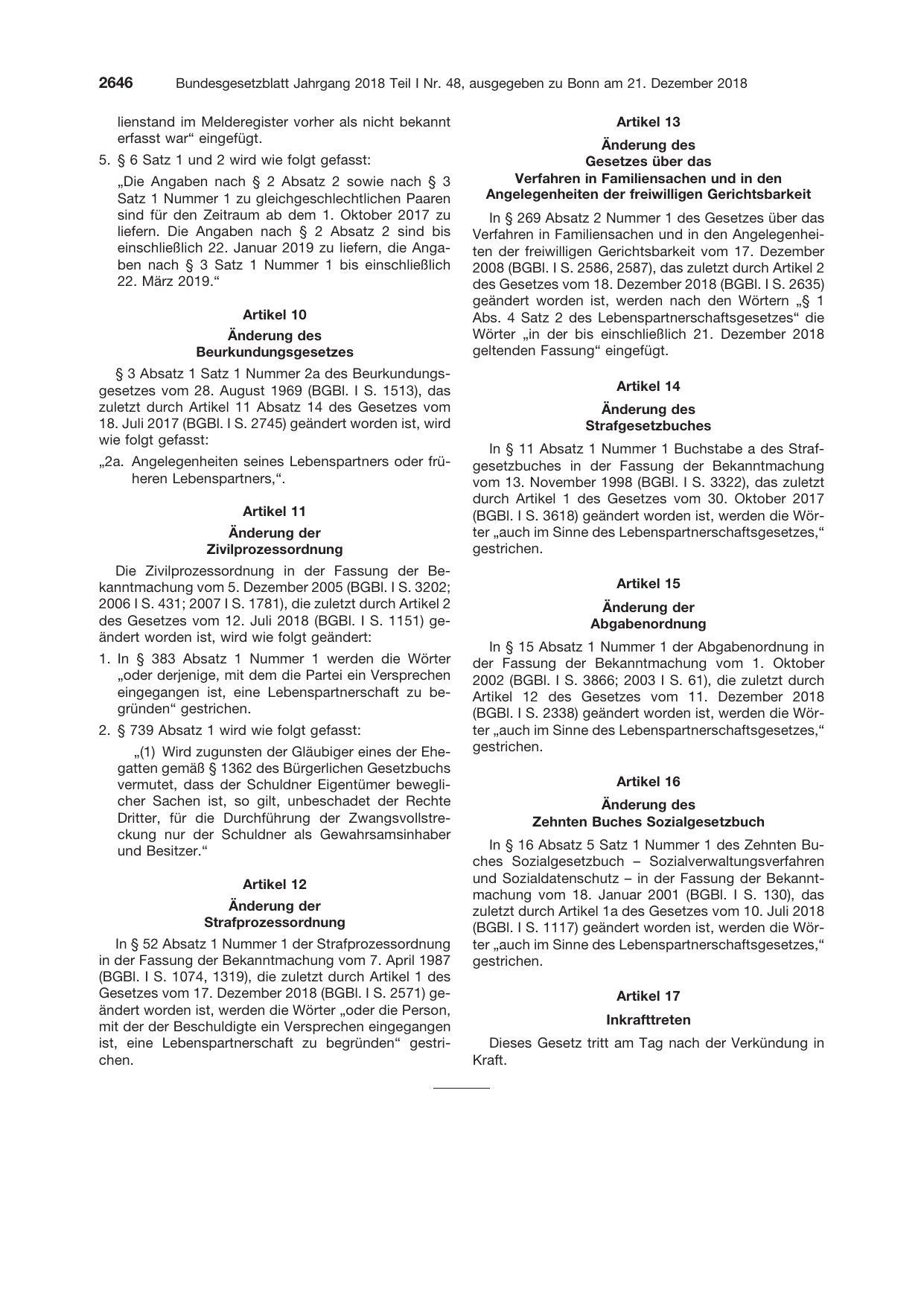 BGBl. 2018, Seite 2646 — Originalseite als Abbildung