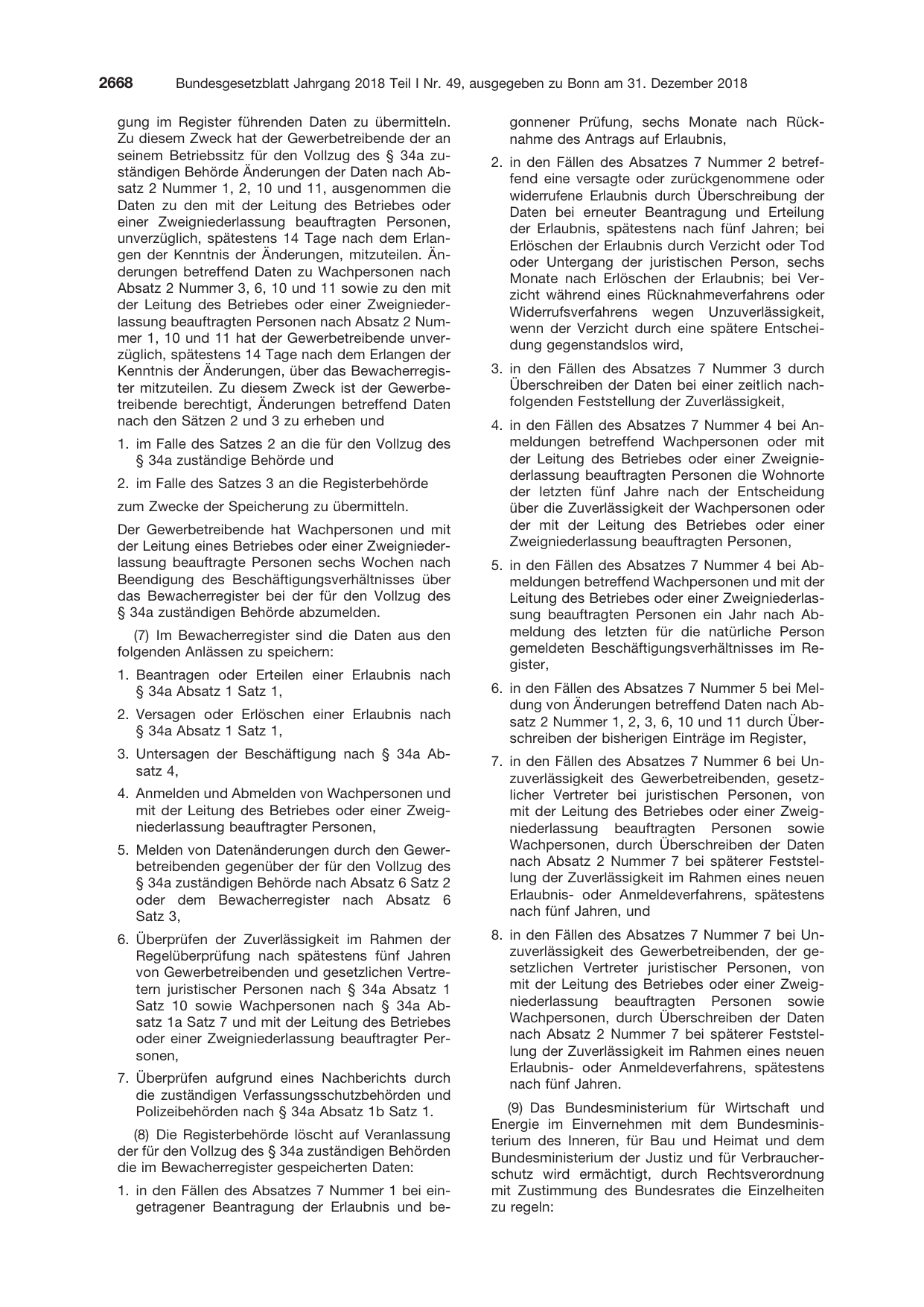 BGBl. 2018, Seite 2668 — Originalseite als Abbildung