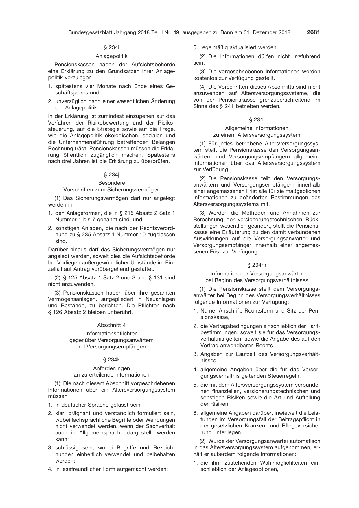 BGBl. 2018, Seite 2681 — Originalseite als Abbildung
