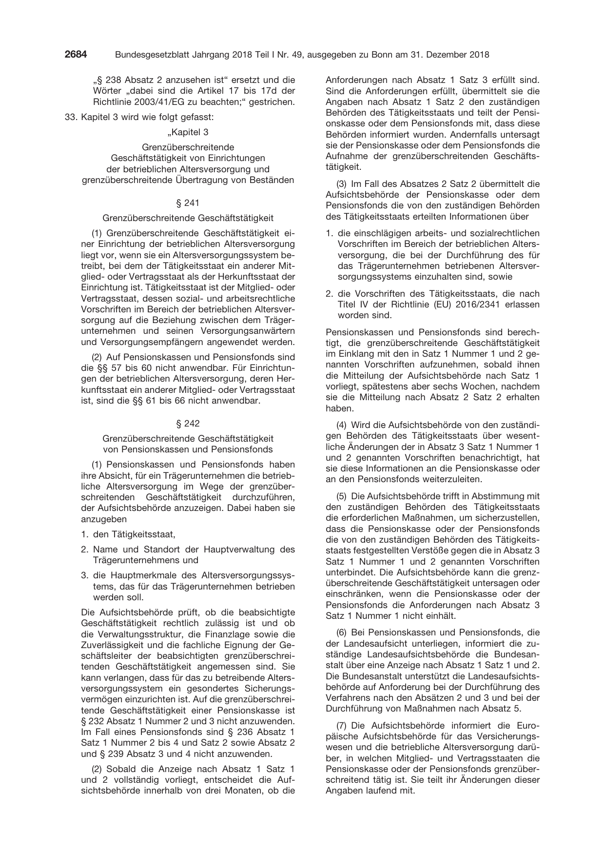 BGBl. 2018, Seite 2684 — Originalseite als Abbildung