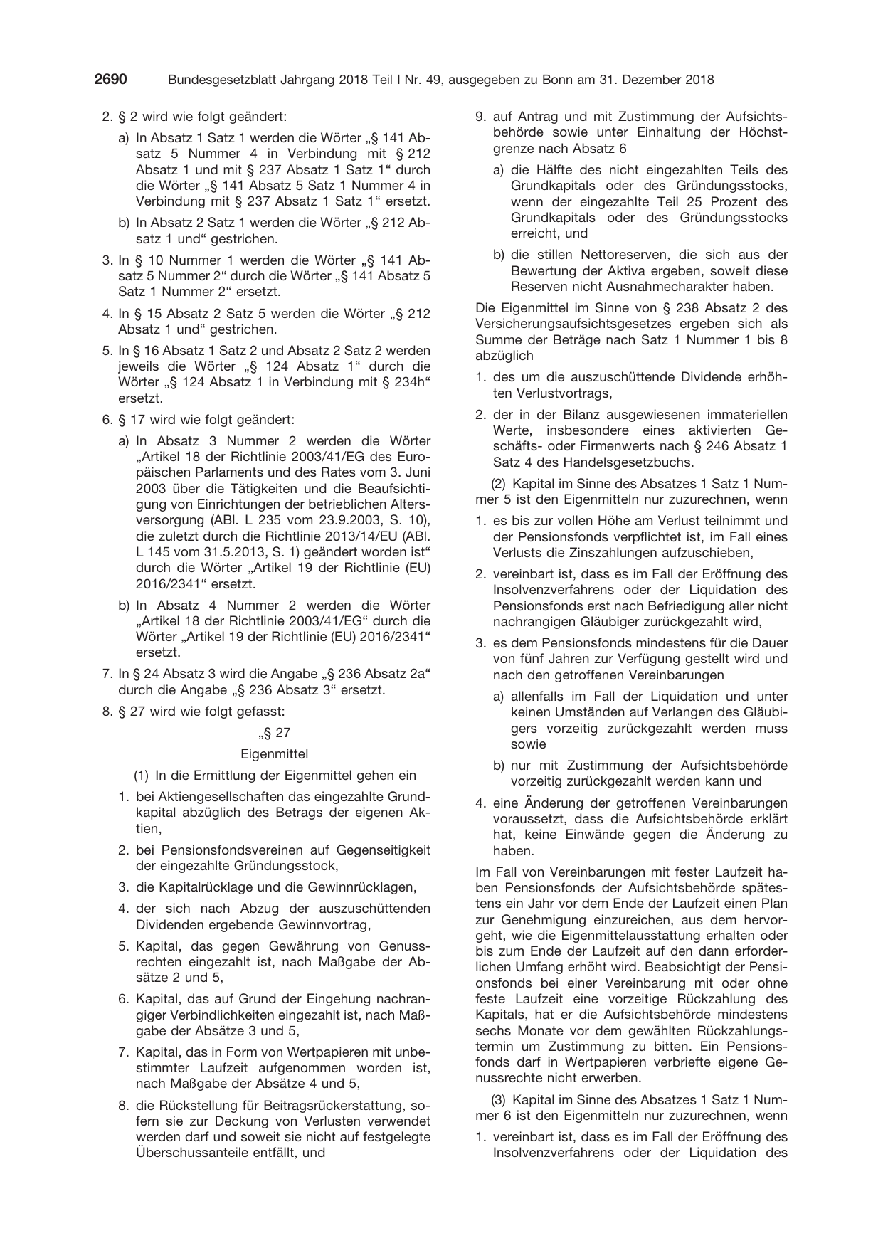 BGBl. 2018, Seite 2690 — Originalseite als Abbildung