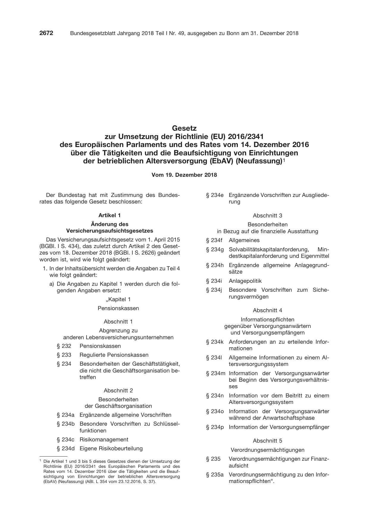 BGBl. 2018, Seite 2672 — Originalseite als Abbildung