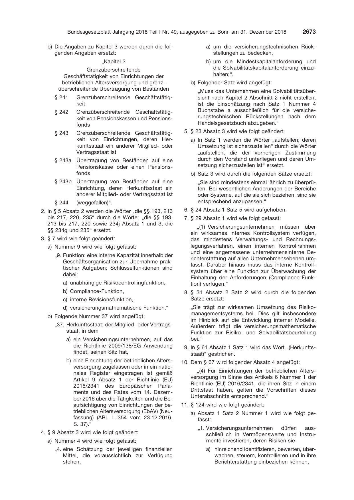 BGBl. 2018, Seite 2673 — Originalseite als Abbildung