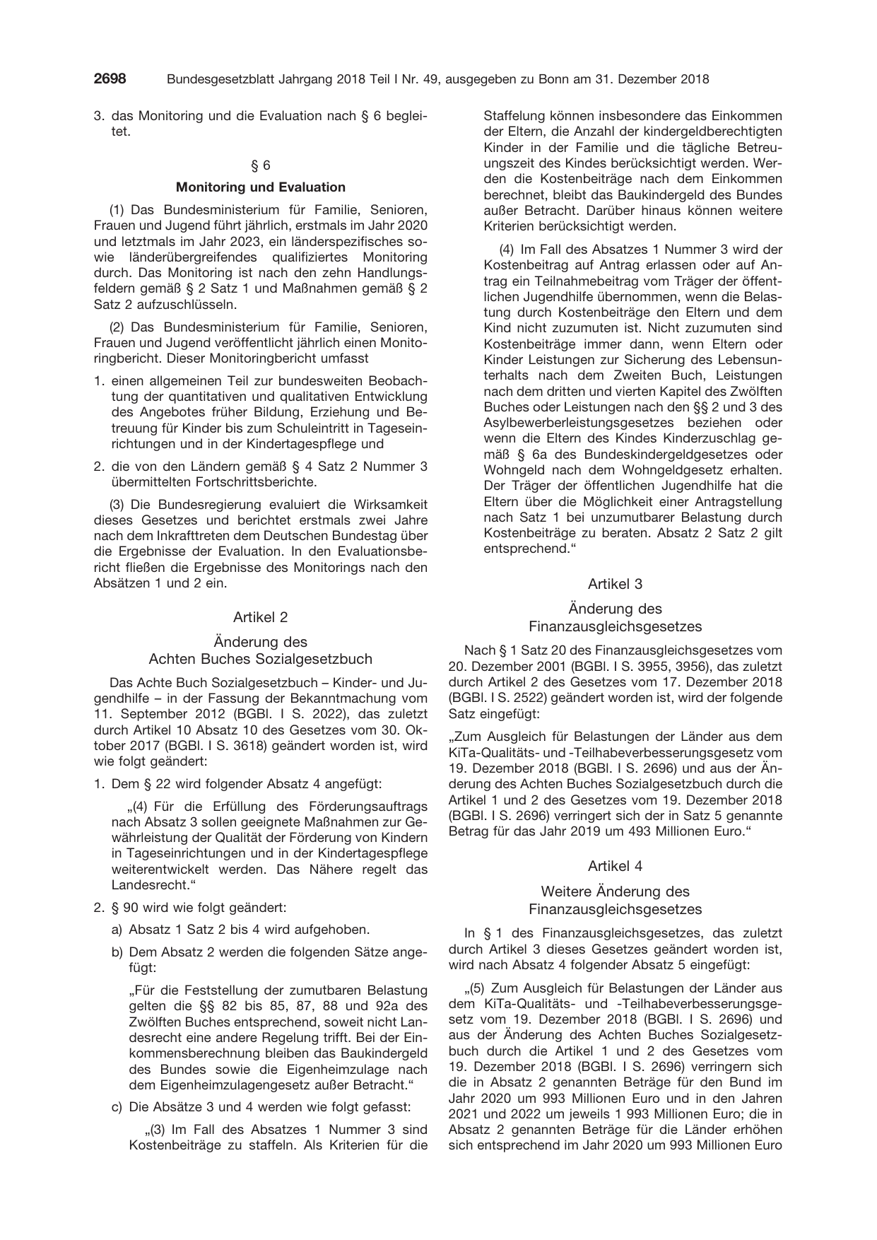 BGBl. 2018, Seite 2698 — Originalseite als Abbildung