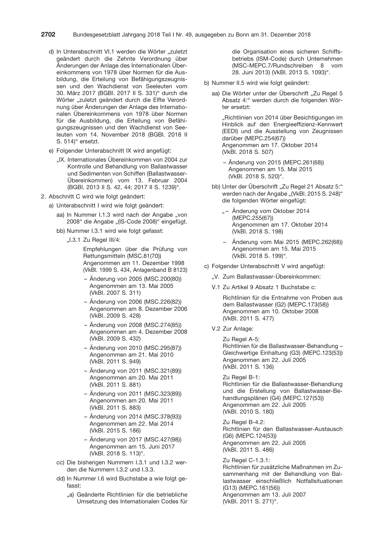 BGBl. 2018, Seite 2702 — Originalseite als Abbildung