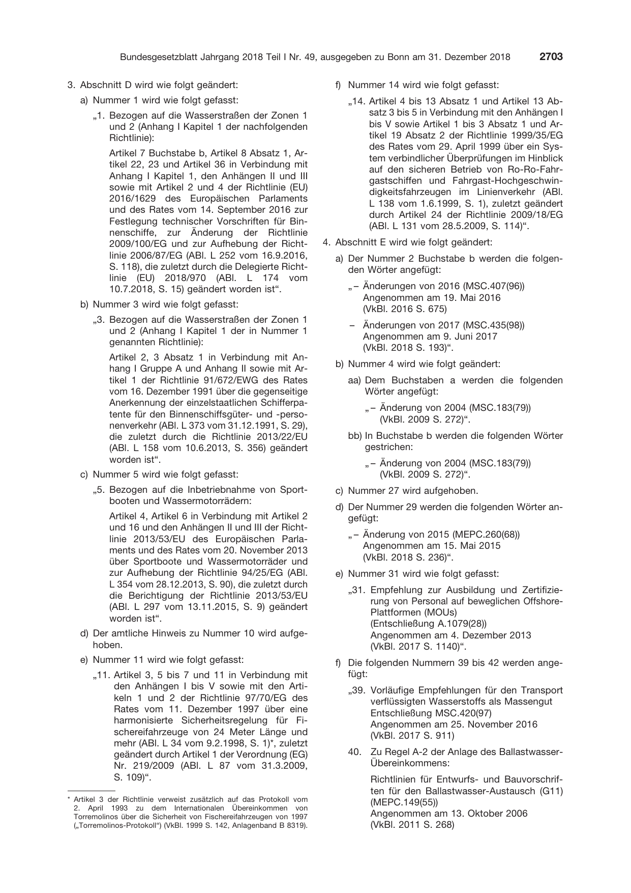 BGBl. 2018, Seite 2703 — Originalseite als Abbildung