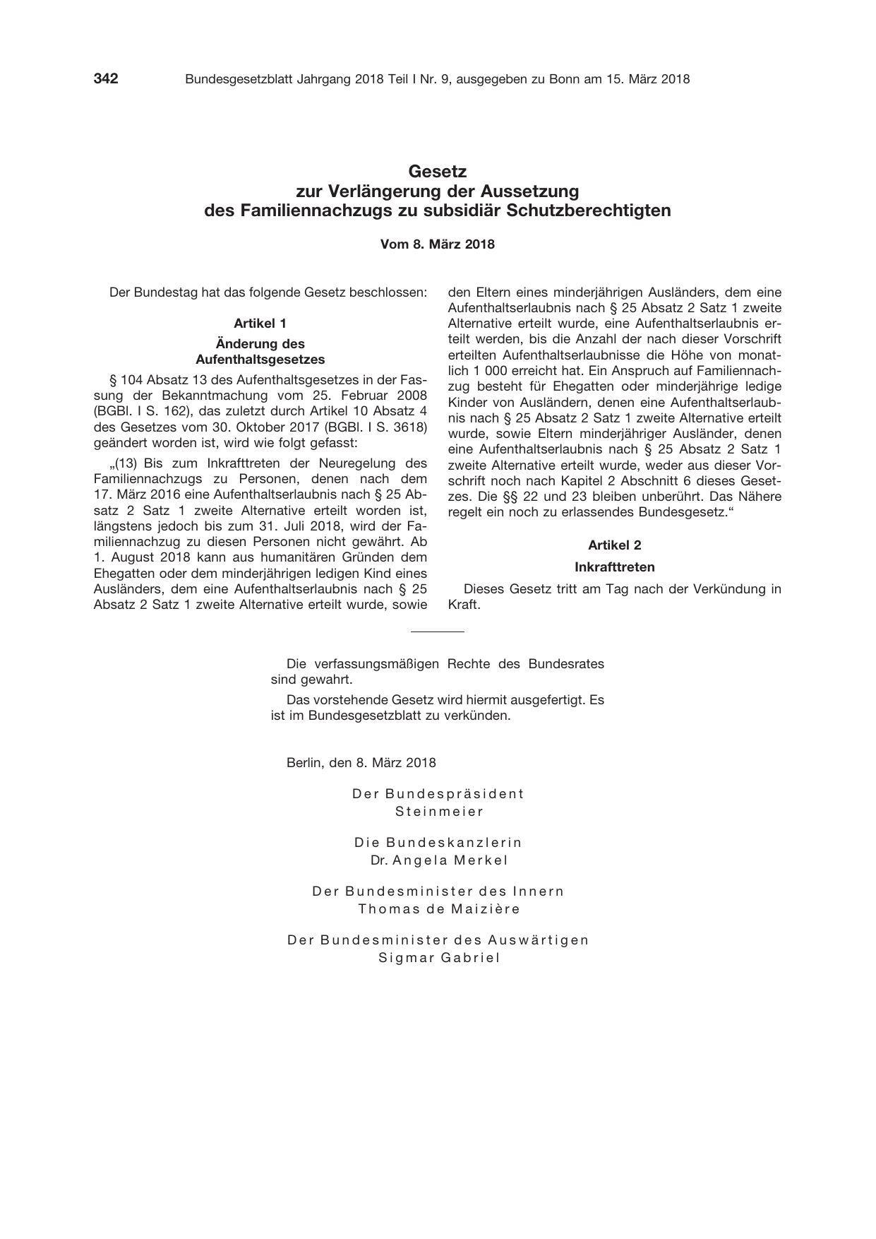 BGBl. 2018, Seite 342 — Originalseite als Abbildung