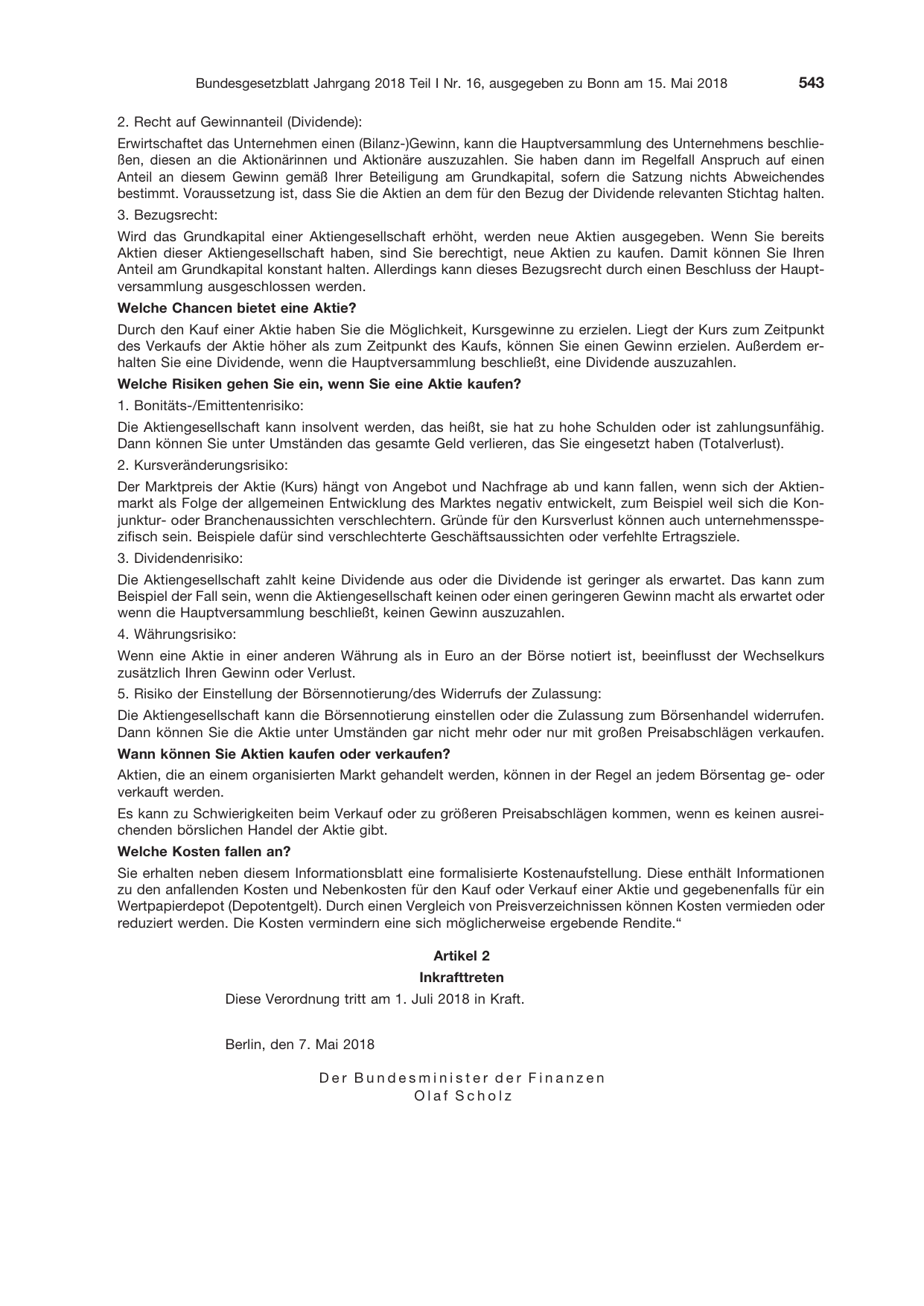 BGBl. 2018, Seite 543 — Originalseite als Abbildung