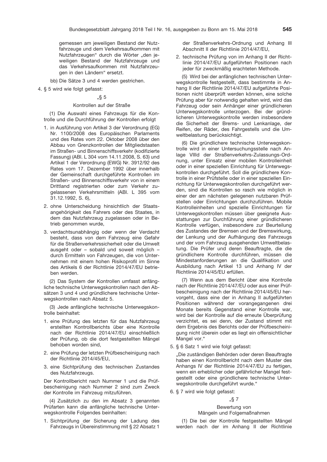 BGBl. 2018, Seite 545 — Originalseite als Abbildung
