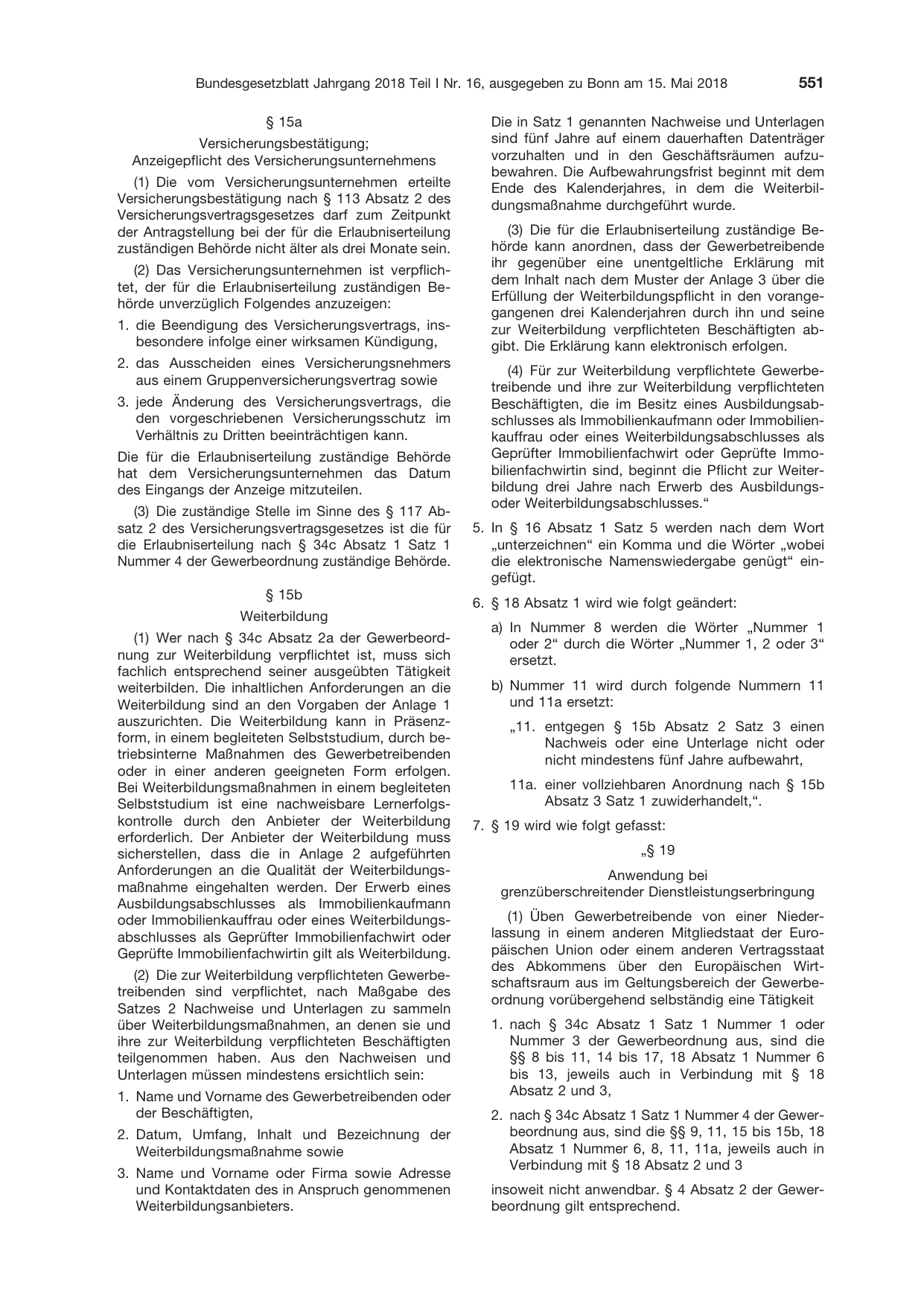 BGBl. 2018, Seite 551 — Originalseite als Abbildung