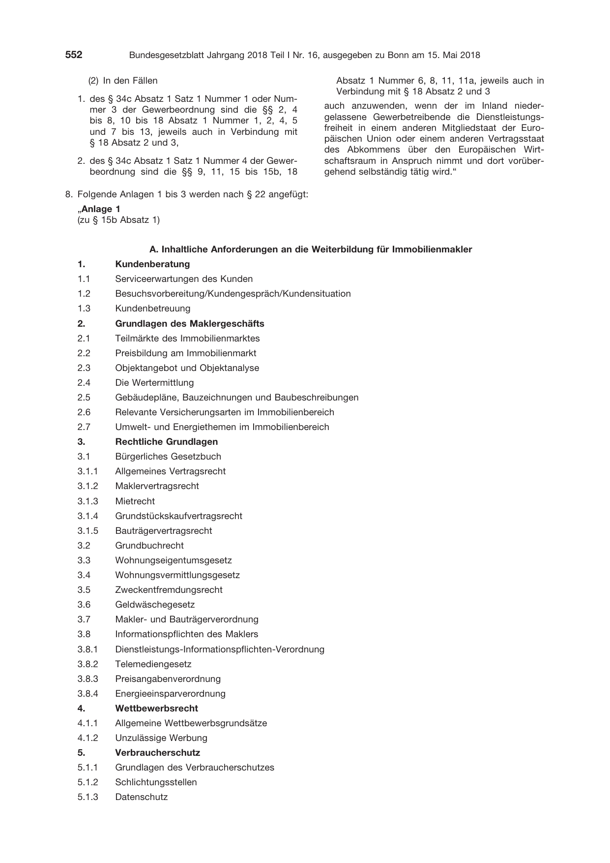 BGBl. 2018, Seite 552 — Originalseite als Abbildung
