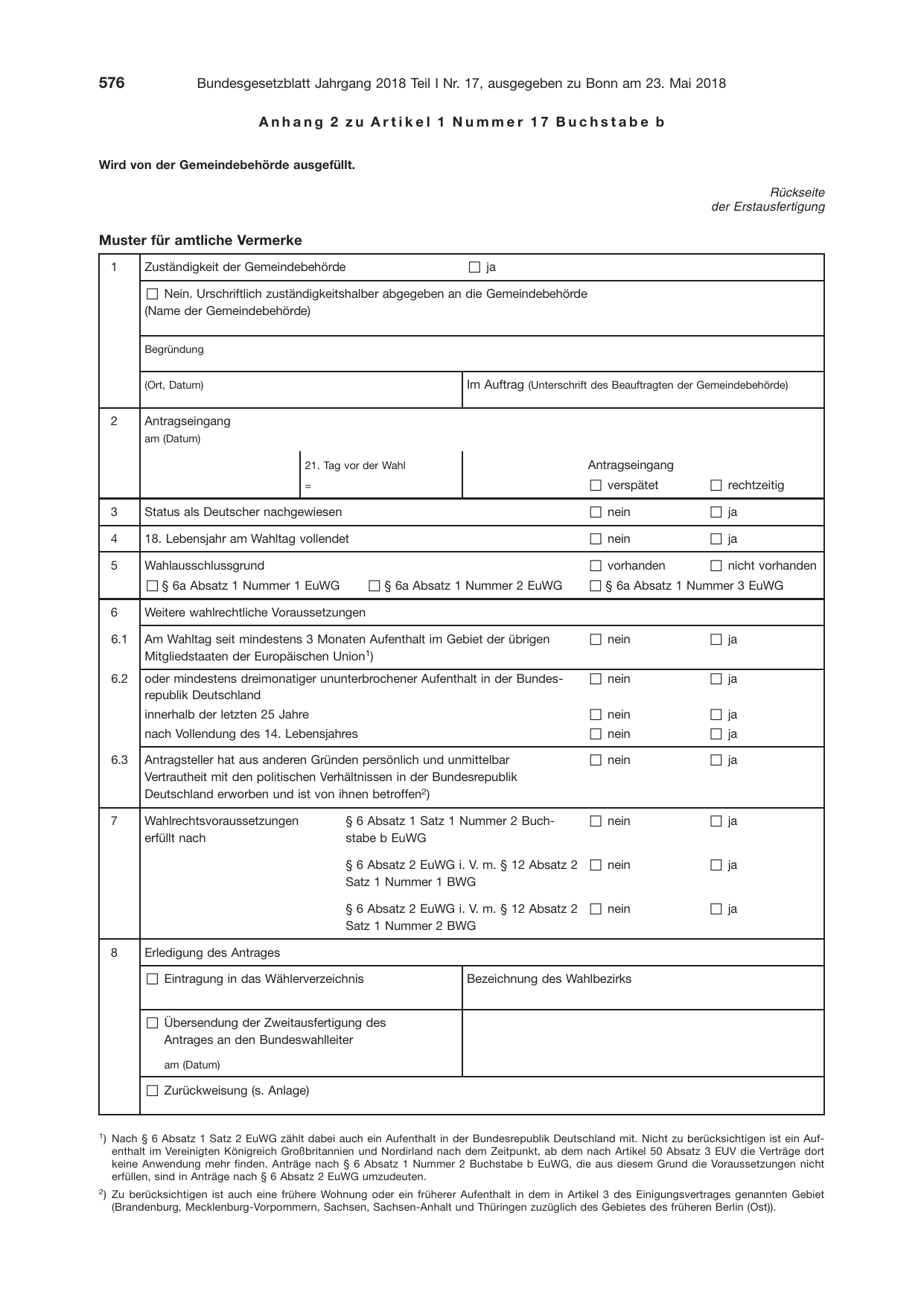 BGBl. 2018, Seite 576 — Originalseite als Abbildung