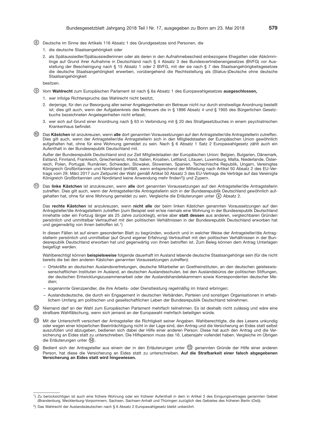 BGBl. 2018, Seite 579 — Originalseite als Abbildung