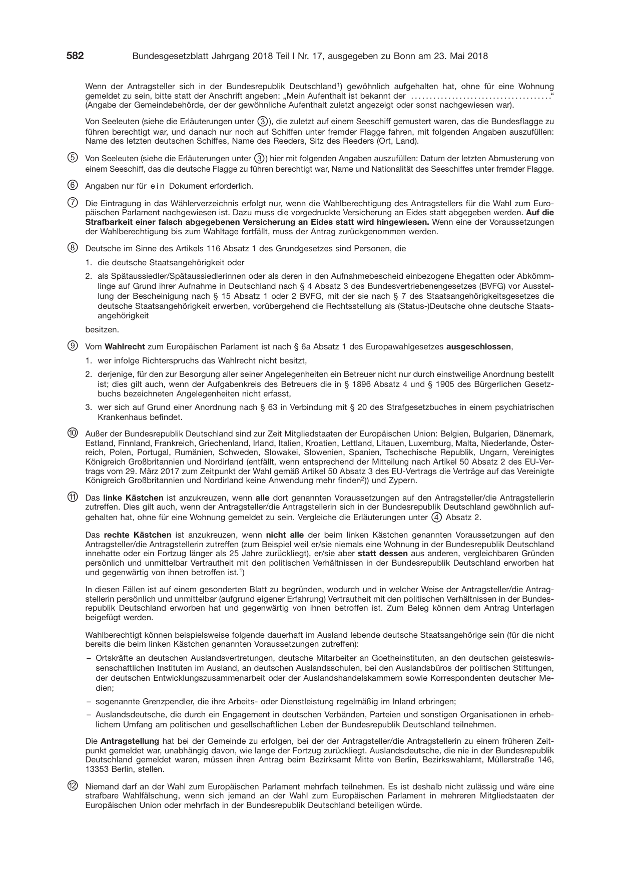BGBl. 2018, Seite 582 — Originalseite als Abbildung