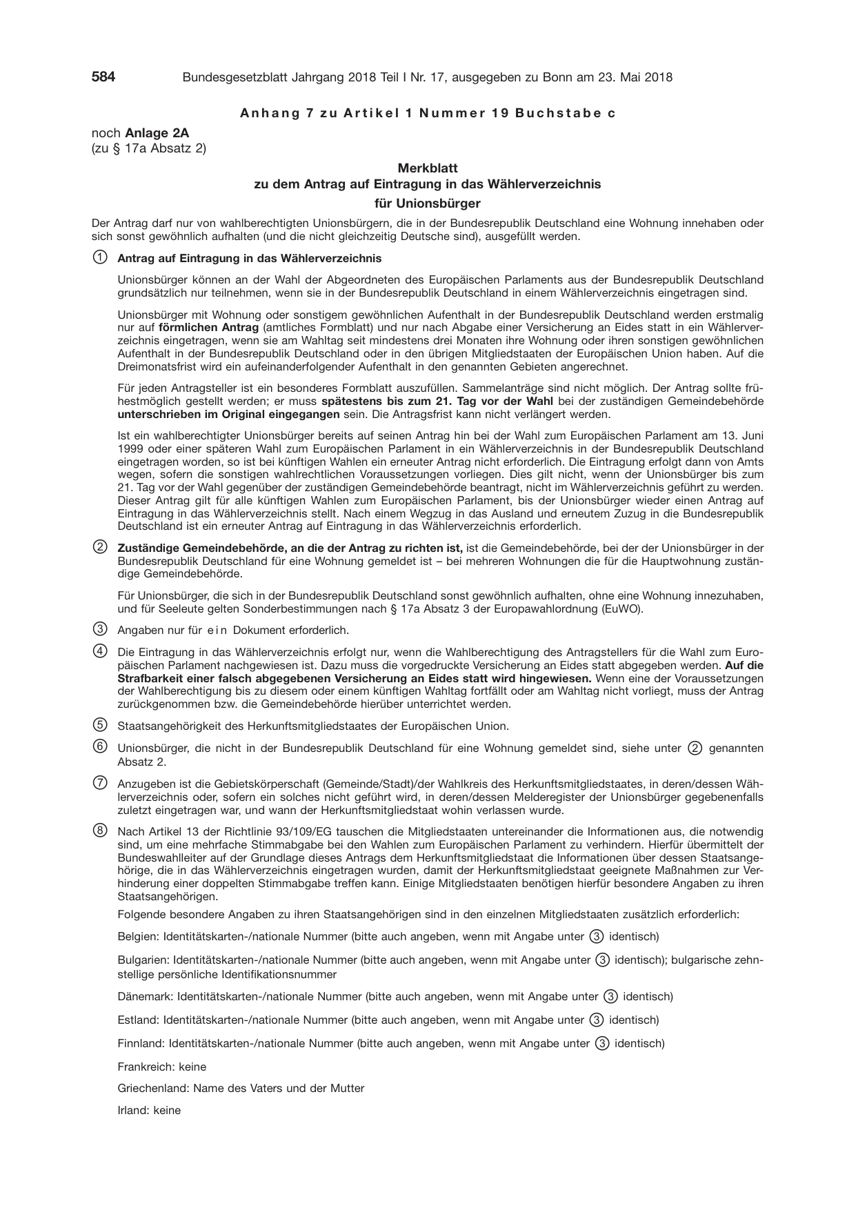BGBl. 2018, Seite 584 — Originalseite als Abbildung