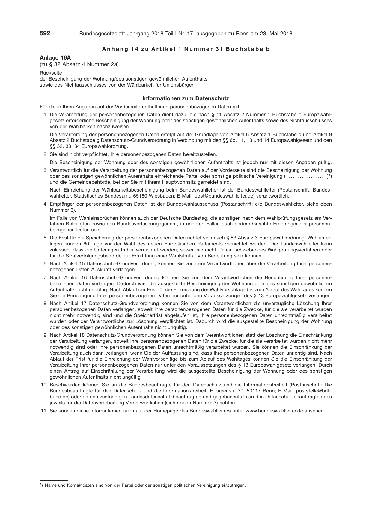 BGBl. 2018, Seite 592 — Originalseite als Abbildung