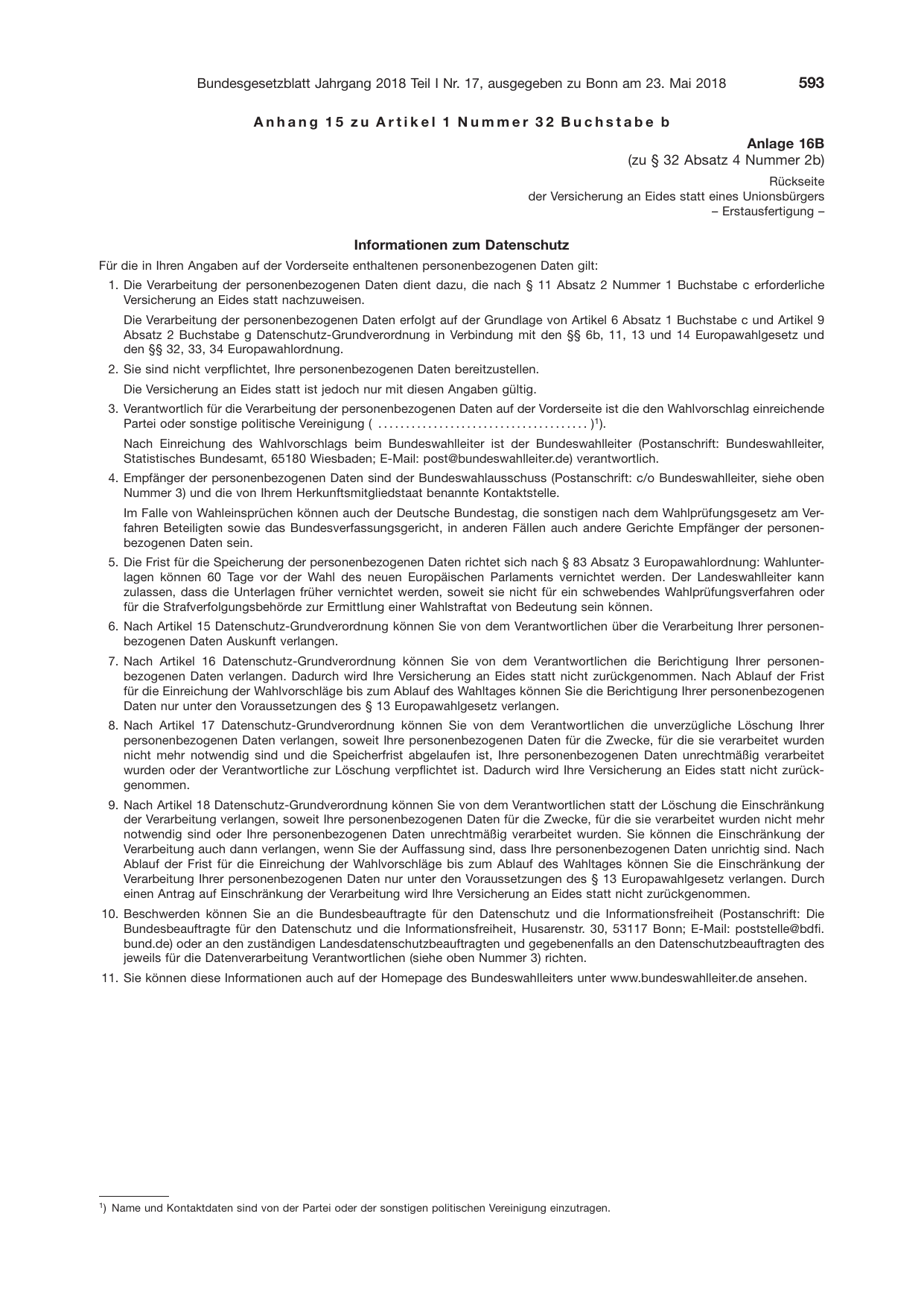 BGBl. 2018, Seite 593 — Originalseite als Abbildung