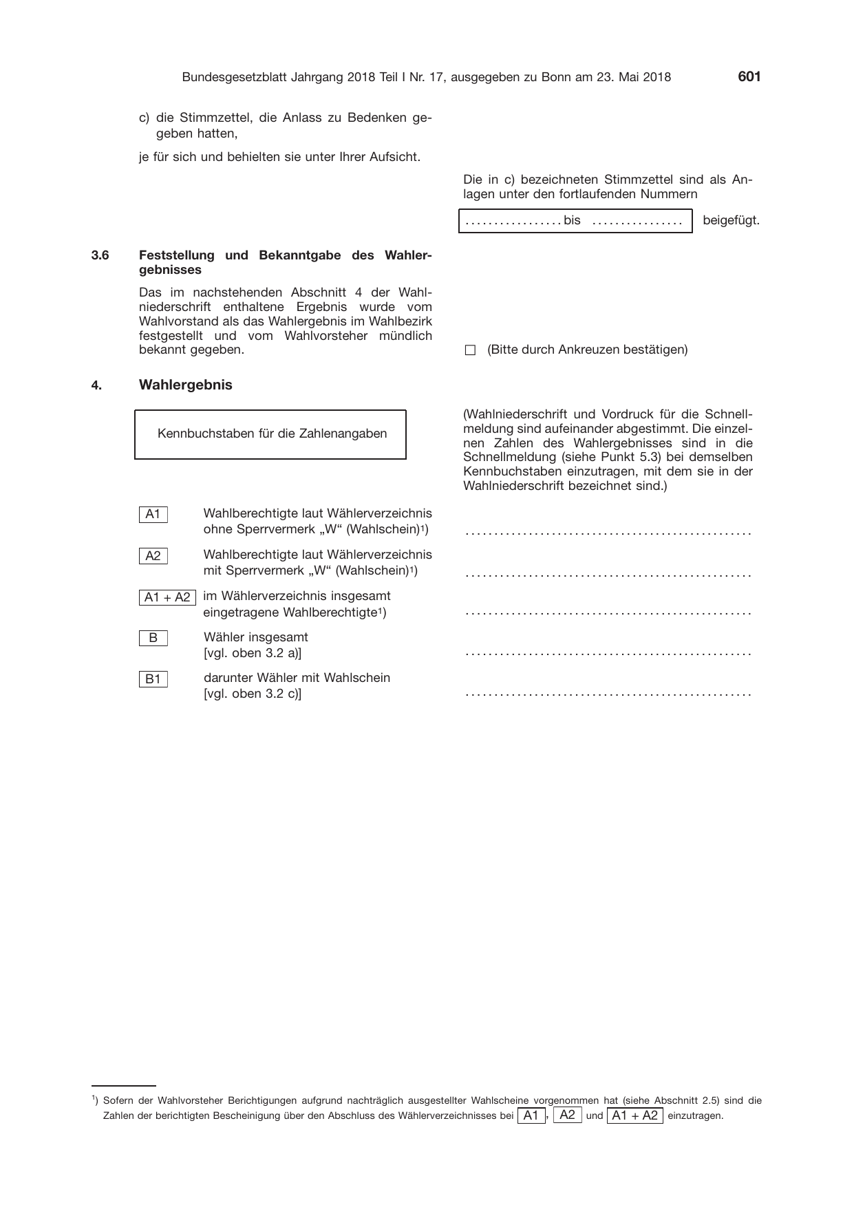 BGBl. 2018, Seite 601 — Originalseite als Abbildung
