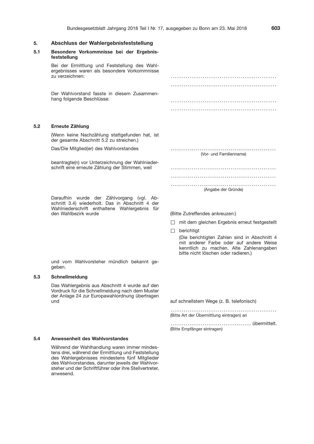 BGBl. 2018, Seite 603 — Originalseite als Abbildung