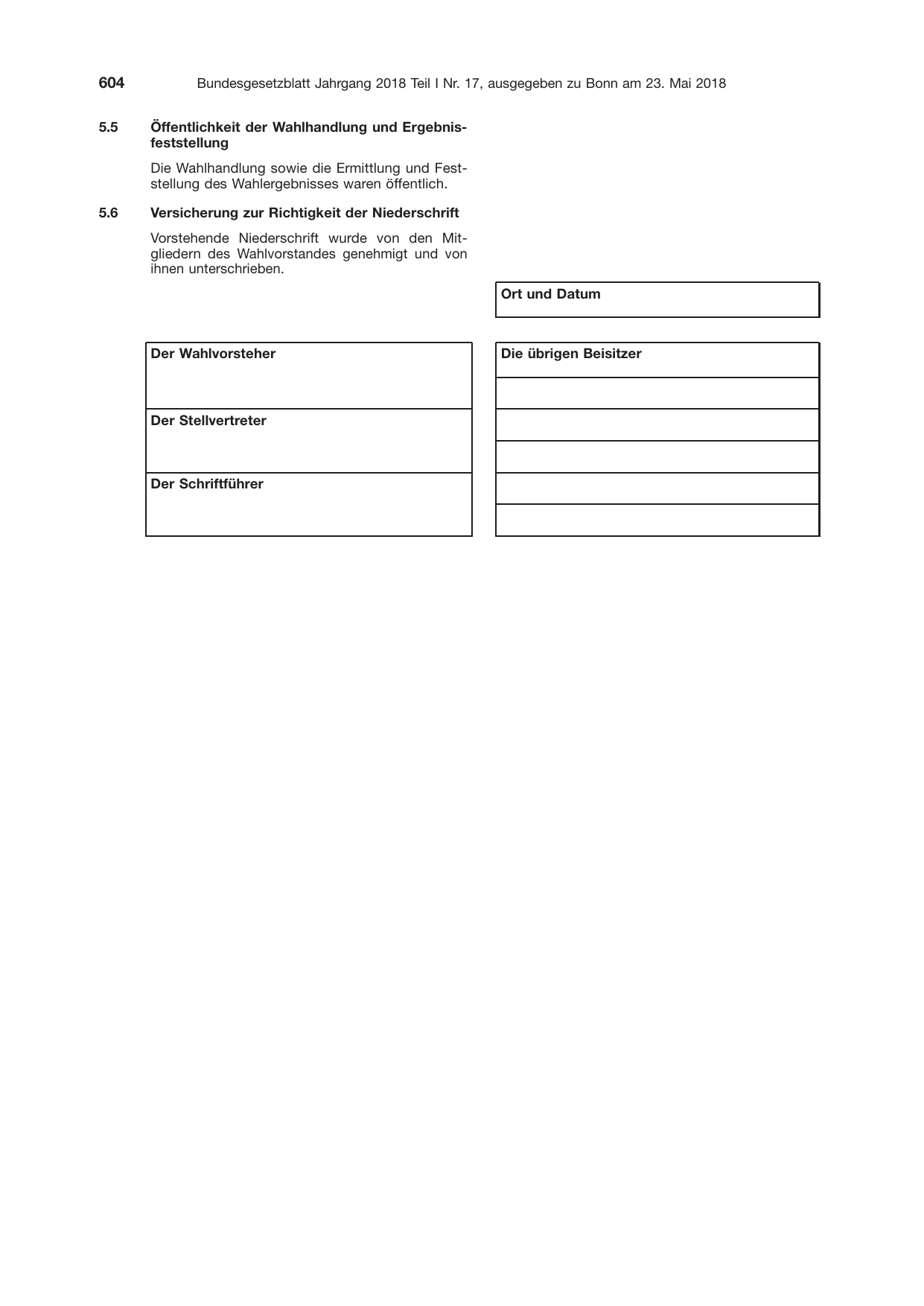 BGBl. 2018, Seite 604 — Originalseite als Abbildung