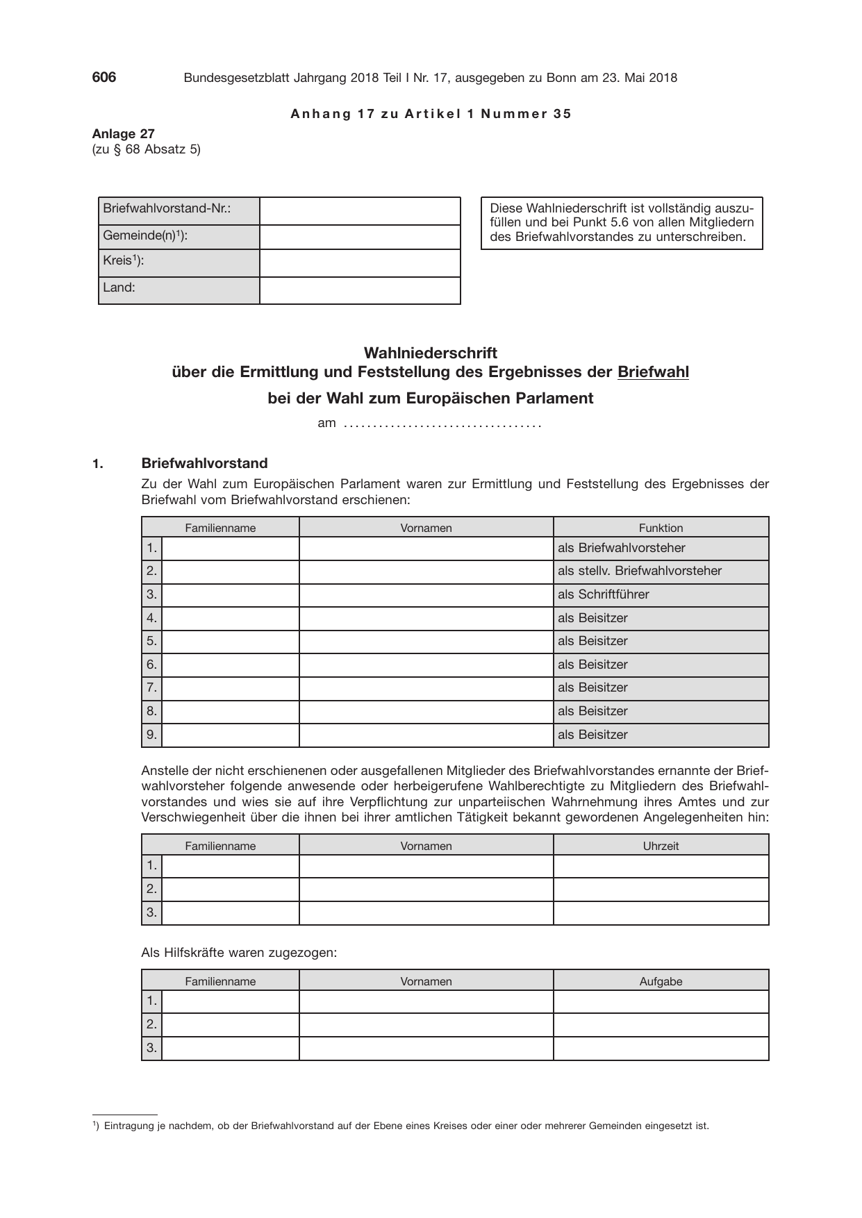 BGBl. 2018, Seite 606 — Originalseite als Abbildung
